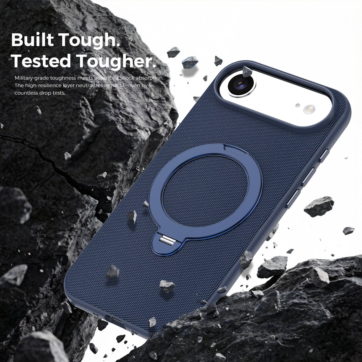 Built Tough.  
Tested Tougher.  

Military-grade toughness meets advanced shock absorption.  
The high-resilience layer neutralizes impact. Proven by countless drop tests.