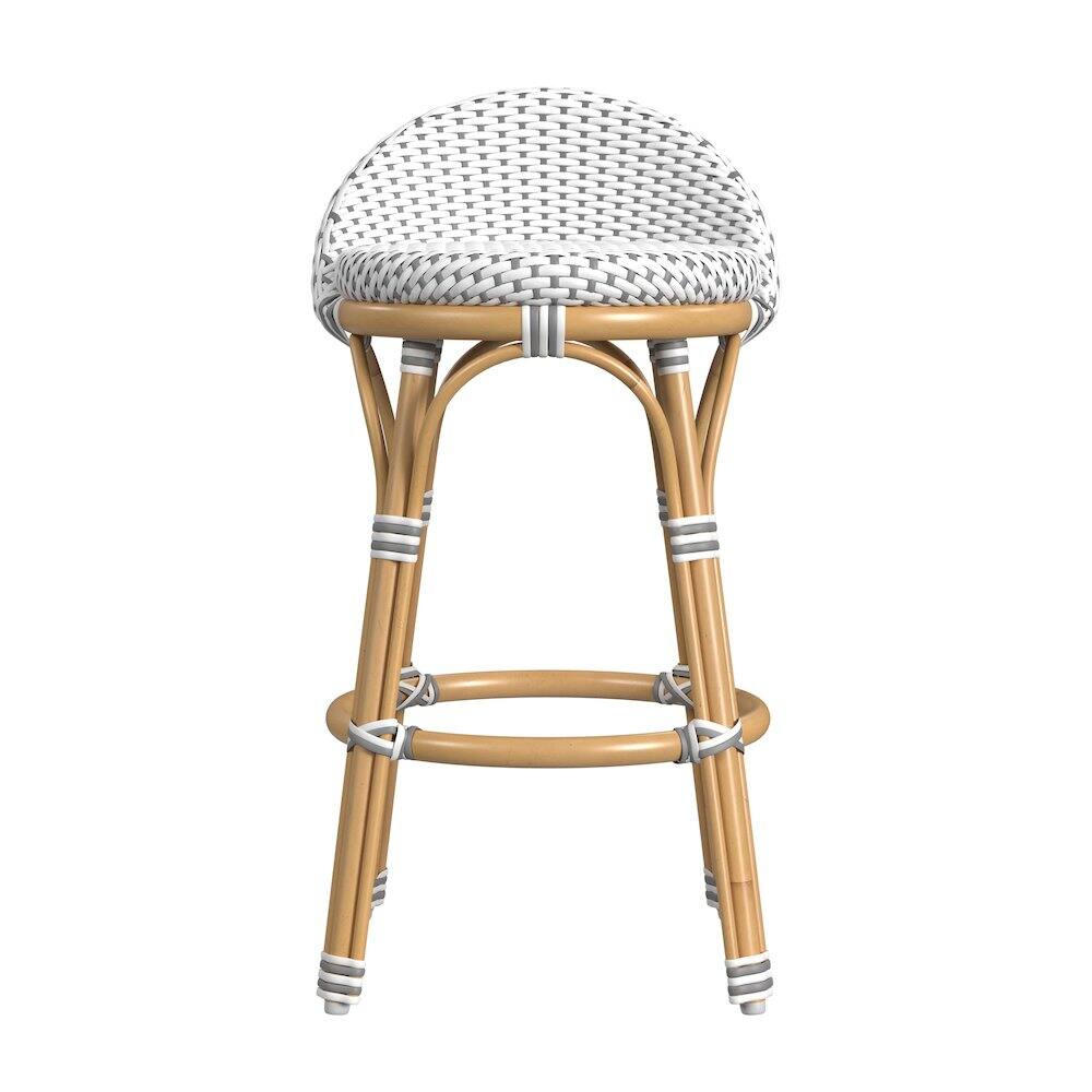 Back. Butler Specialty - Inez 24 in. Seat Height Rattan Low Back Counter Stool - Gray.