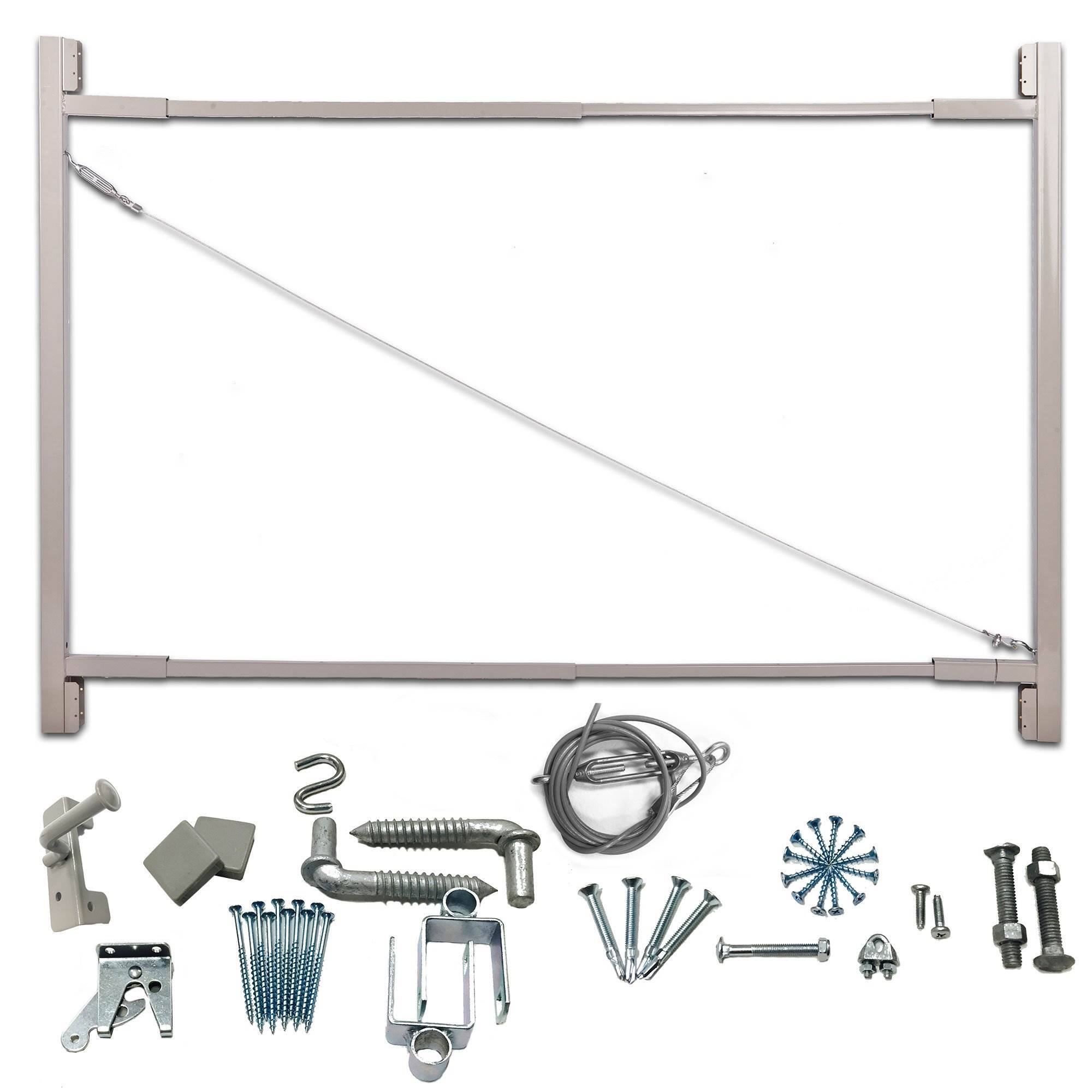 Front. Adjust-A-Gate - Adjust-A-Gate Steel Frame Gate Building Kit, 36"-72" Wide Opening Up To 6' High - Black.