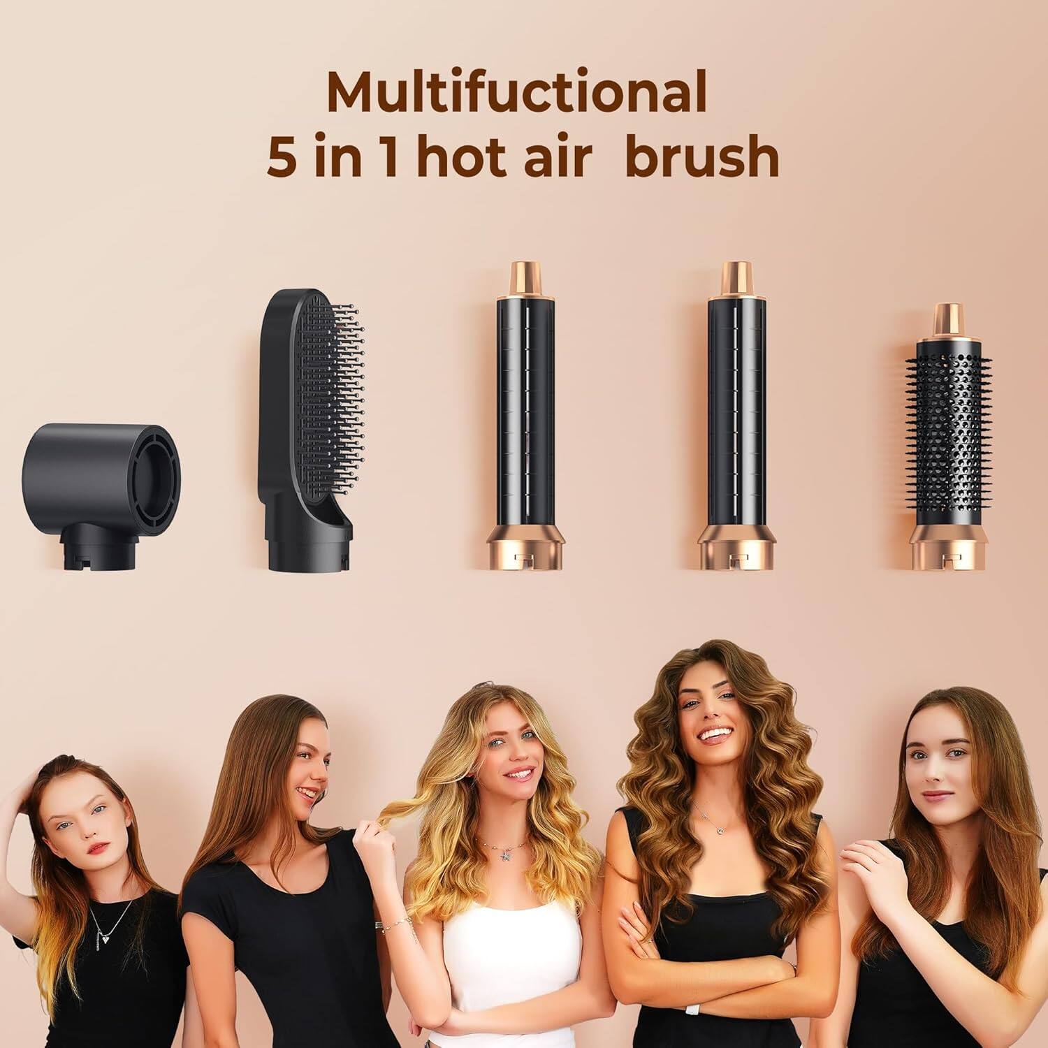 Cubilan 5 in 1 Air Auto Wrap Curler & Hot Air Brush Set, Coanda