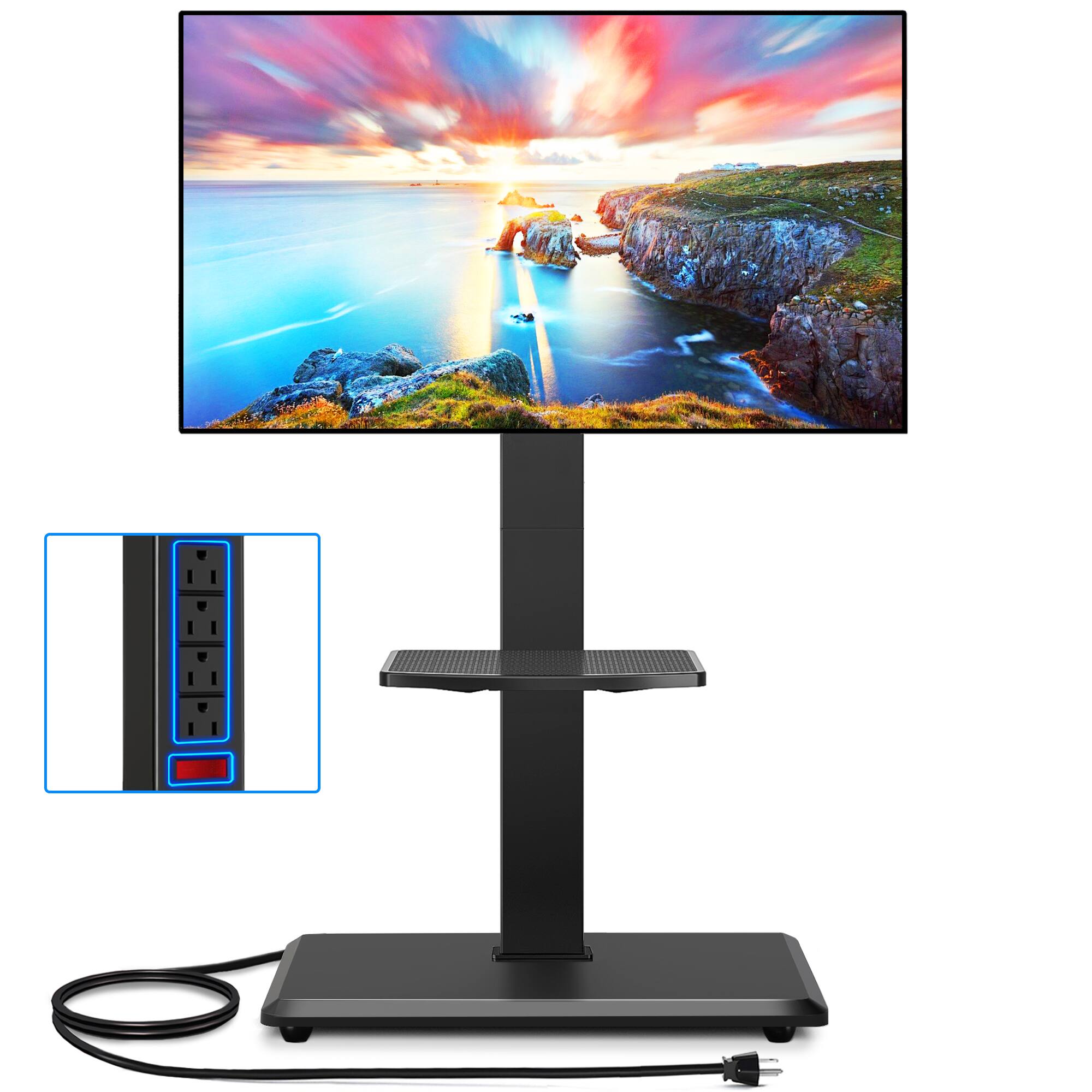 Front. Rfiver - Suitable for 32 to 75-inch TV cabinets with power sockets - Black.