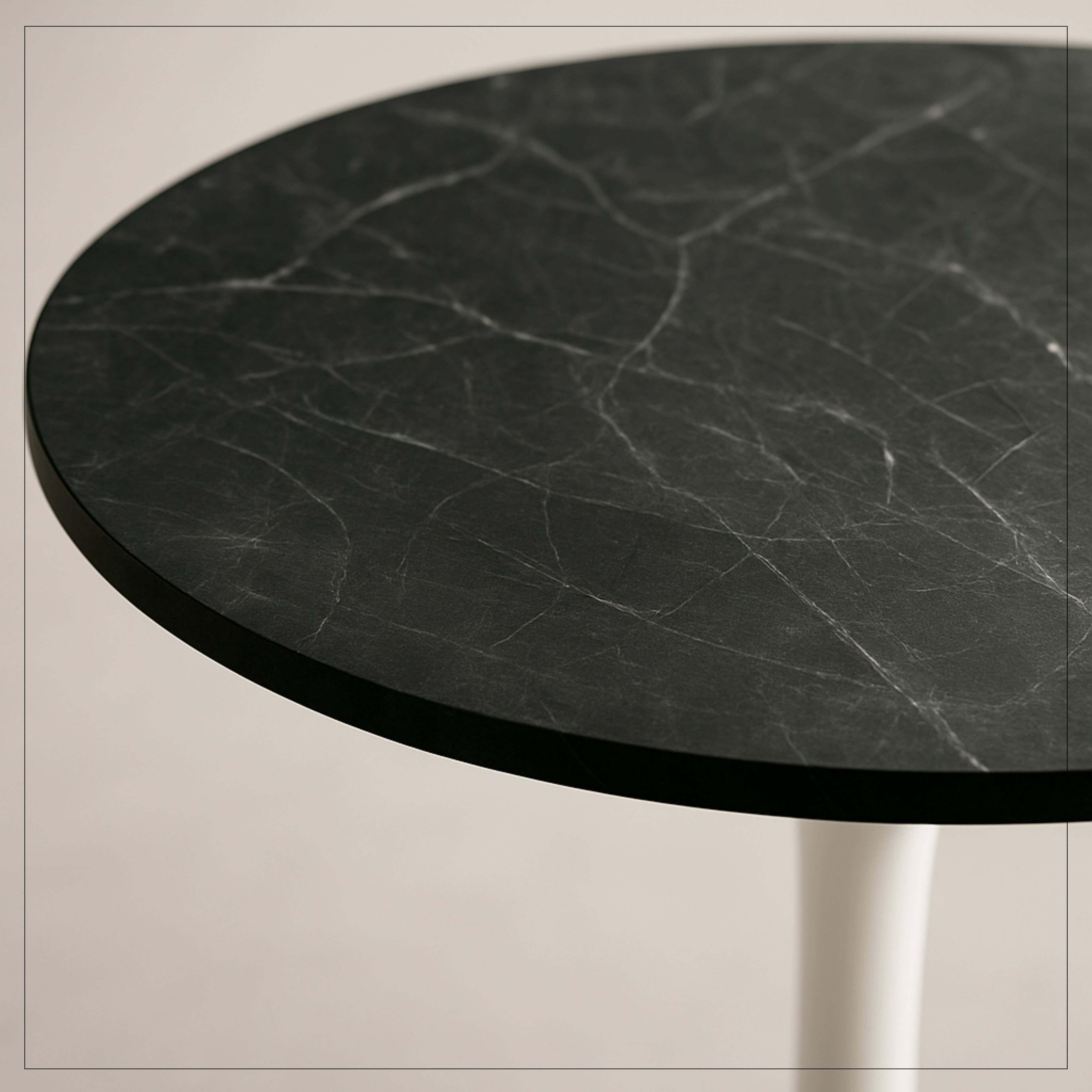 Alt View 7. LeisureMod - Bristol 27" Modern Round Dining Table with MDF Wood Top - Sleek Steel Pedestal Base - MDF - Cognac Brown.
