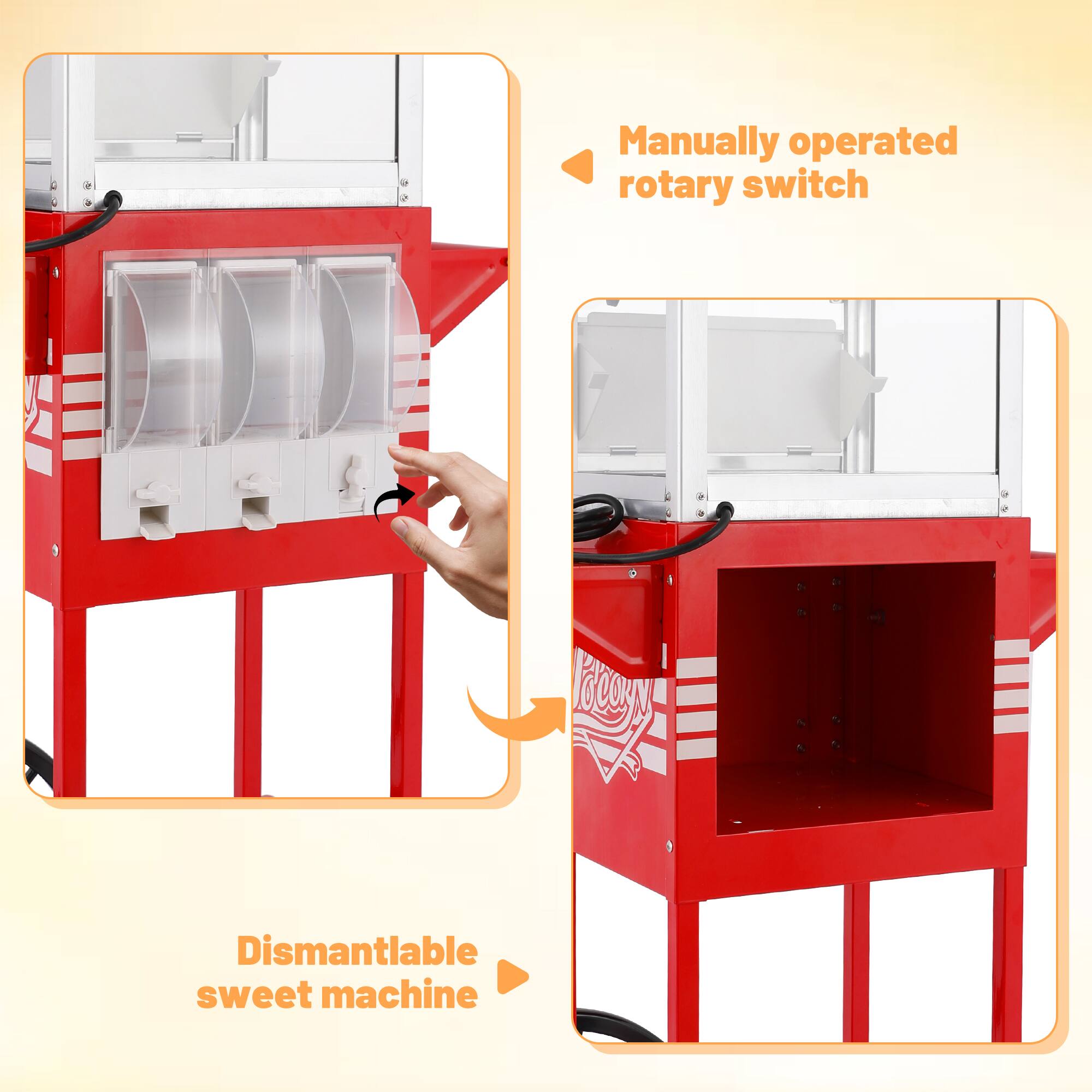 Manually operated rotary switch  
Dismantlable sweet machine