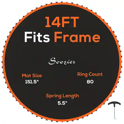 14FT Fits Frame Soorier Mat Size 151.5" Ring Count 80 Spring Length 5.5"