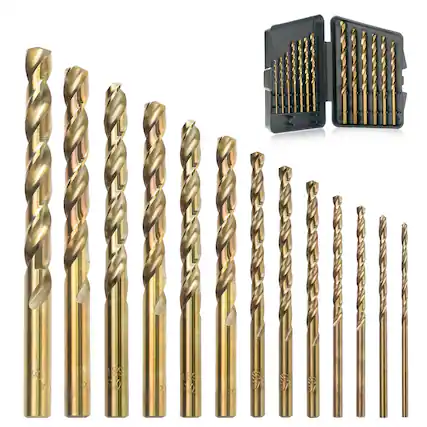 Front. JETRANSPORT - 115pcs Cobalt Drill Bits Set High Speed Steel 135 Degree Tip Twist Jobber Length Bit Kit For Hardened - 13 pcs Cobalt.