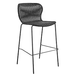 Manhattan Lane - Qob 30 Inch Set of 2 Barstools, Woven Rattan Seat, Metal Frame - Black, Brown