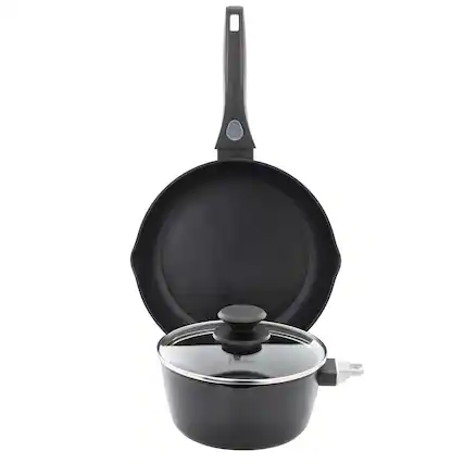 Front. Oster - Oster Smarthandle Advance 4 Piece Nonstick Aluminum Cookware Set in Black - Black.