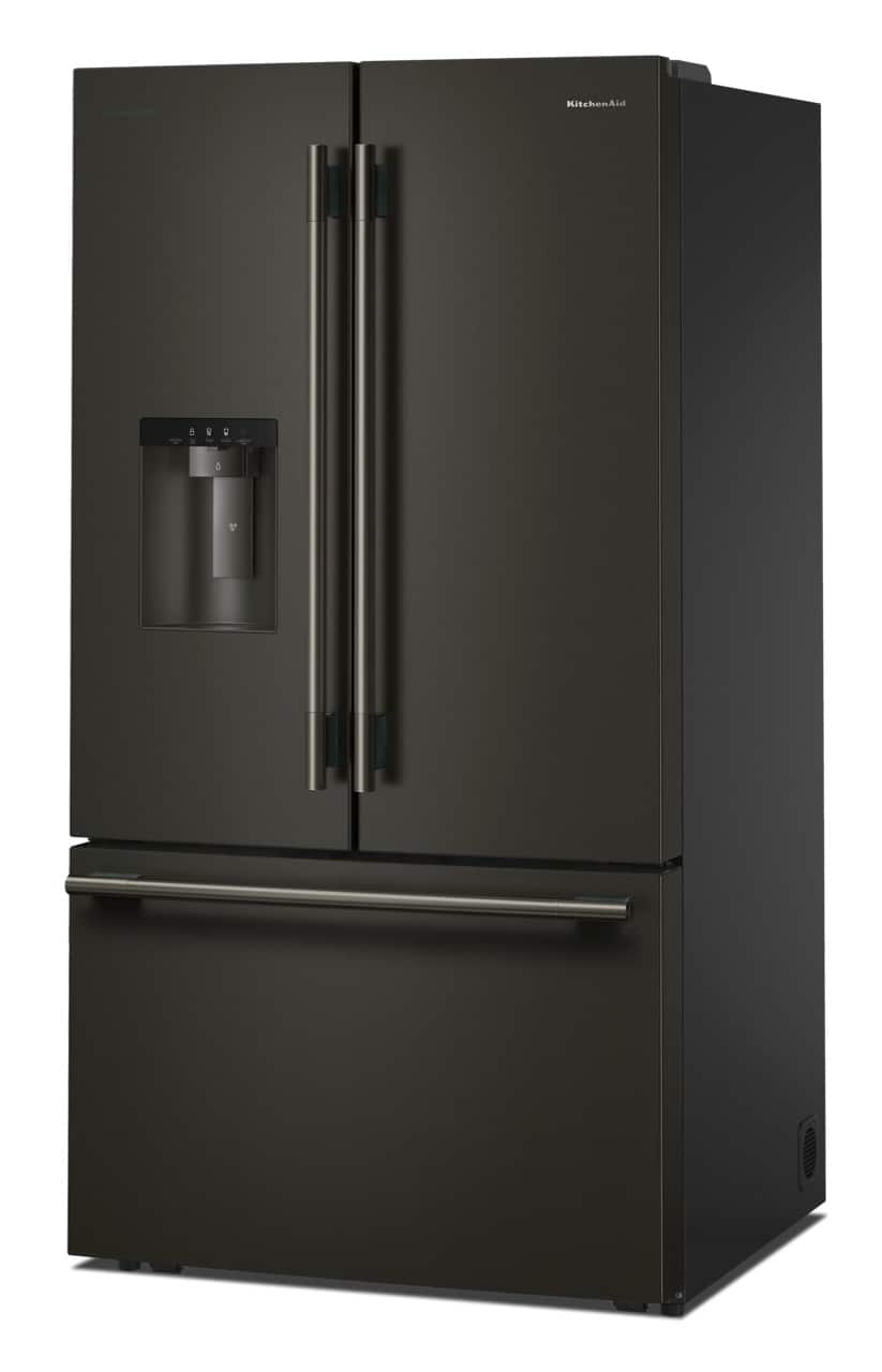 Left. KitchenAid - 30 Cu. Ft. French Door Refrigerator with Exterior Water and Ice - Black Ore.