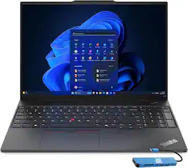 Lenovo - ThinkPad E16 16" FHD+ Laptop - Ryzen 5 7535U with 16GB Memory - 256GB SSD - Windows 11 Pro - Black