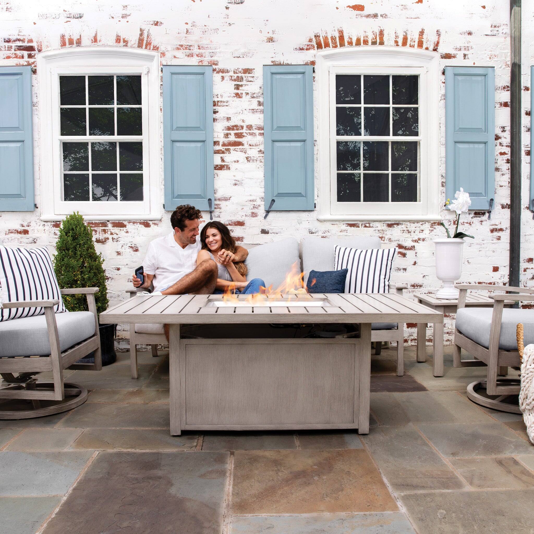 Alt View 1. Yardbird® - Eden Sofa Set with Swivel Rocking Chairs - Silver.