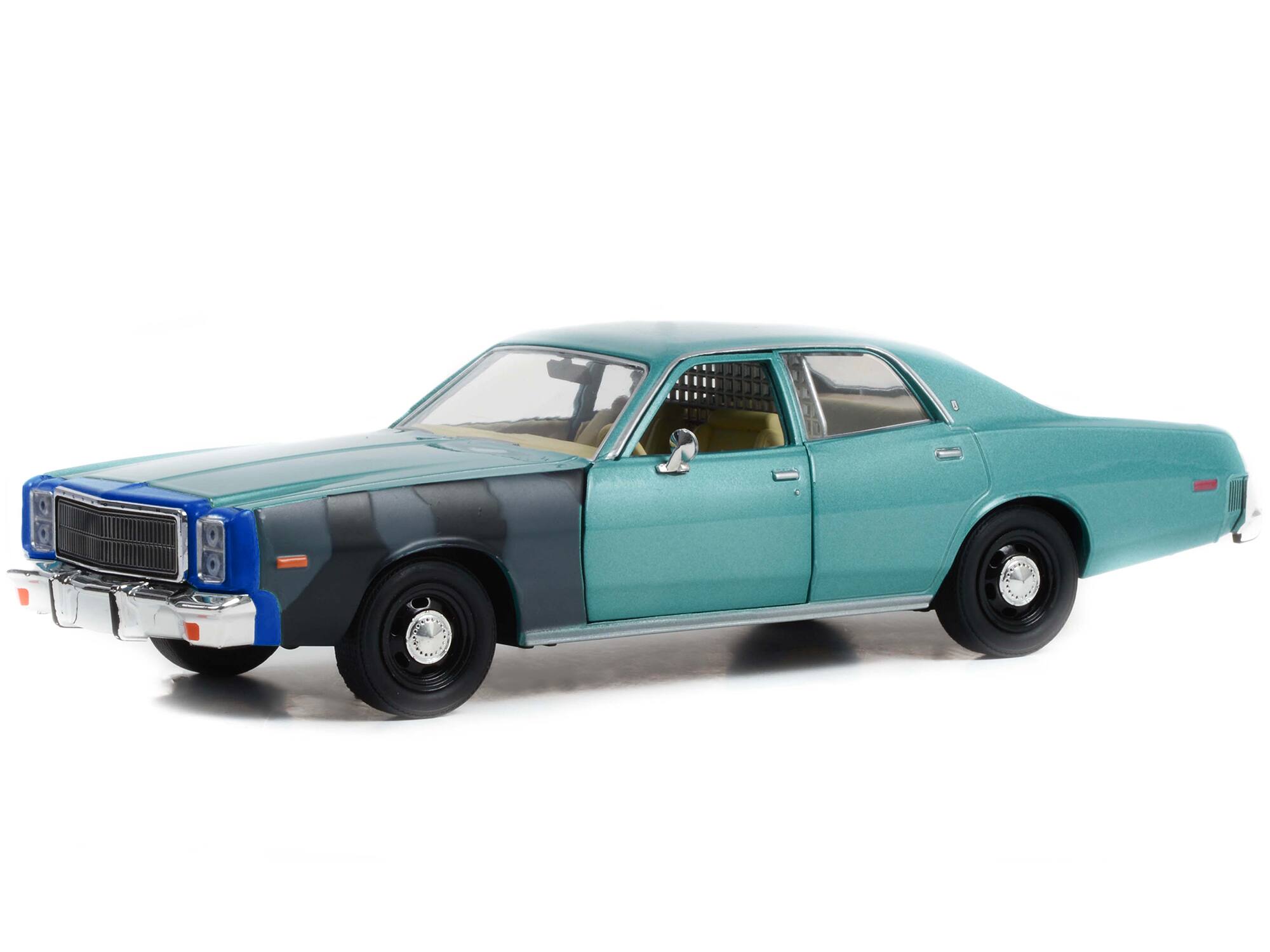 Alt View 1. Greenlight - 1977 Plymouth Fury Unrestored Turquoise Met. "Hunter" (1984-1991) TV Series 1/24 Diecast Model Car by Greenlight.