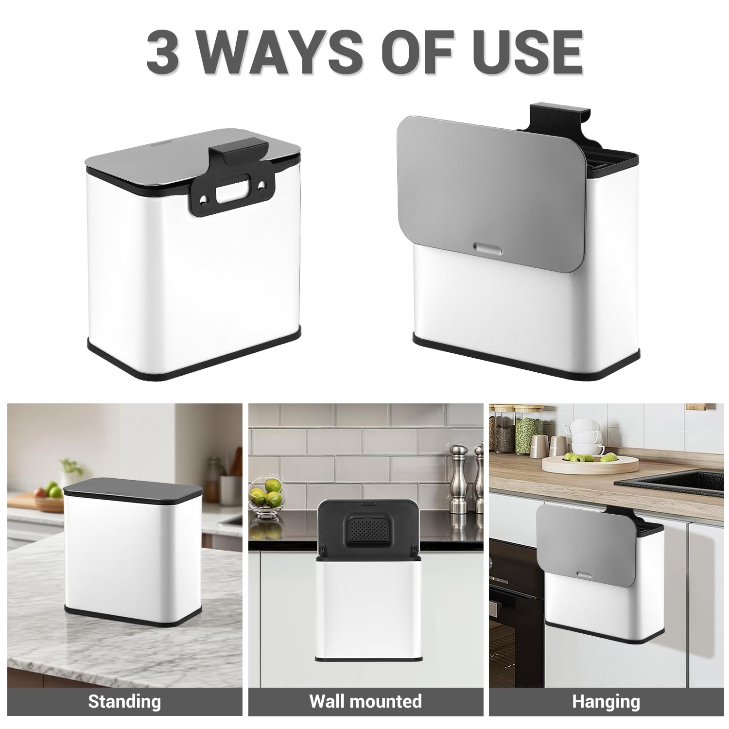 3 WAYS OF USE

Standing  
Wall mounted  
Hanging