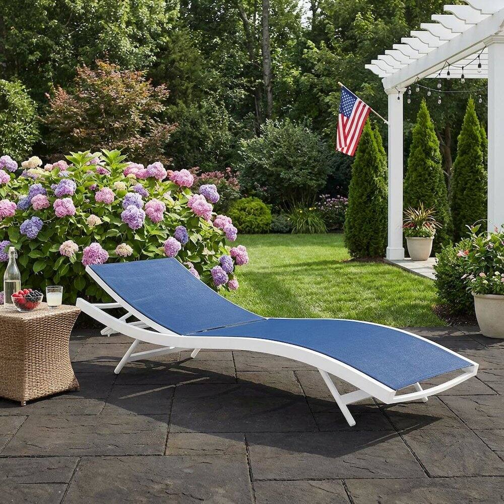 Left. Outdoor Escape - Outdoor Patio Chaise Lounge Chair In Durable Weatherproof Material - White.