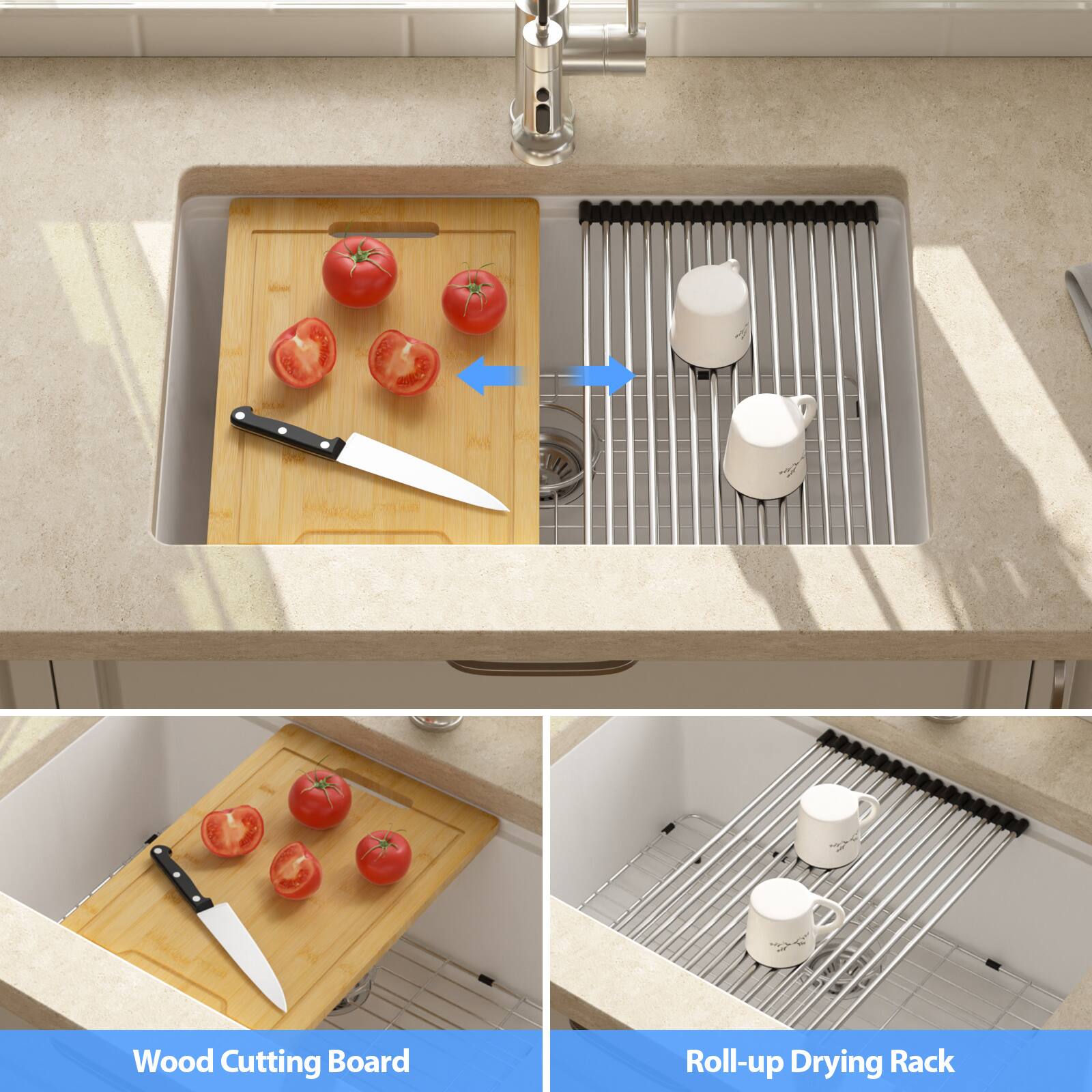 Wood Cutting Board  
Roll-up Drying Rack