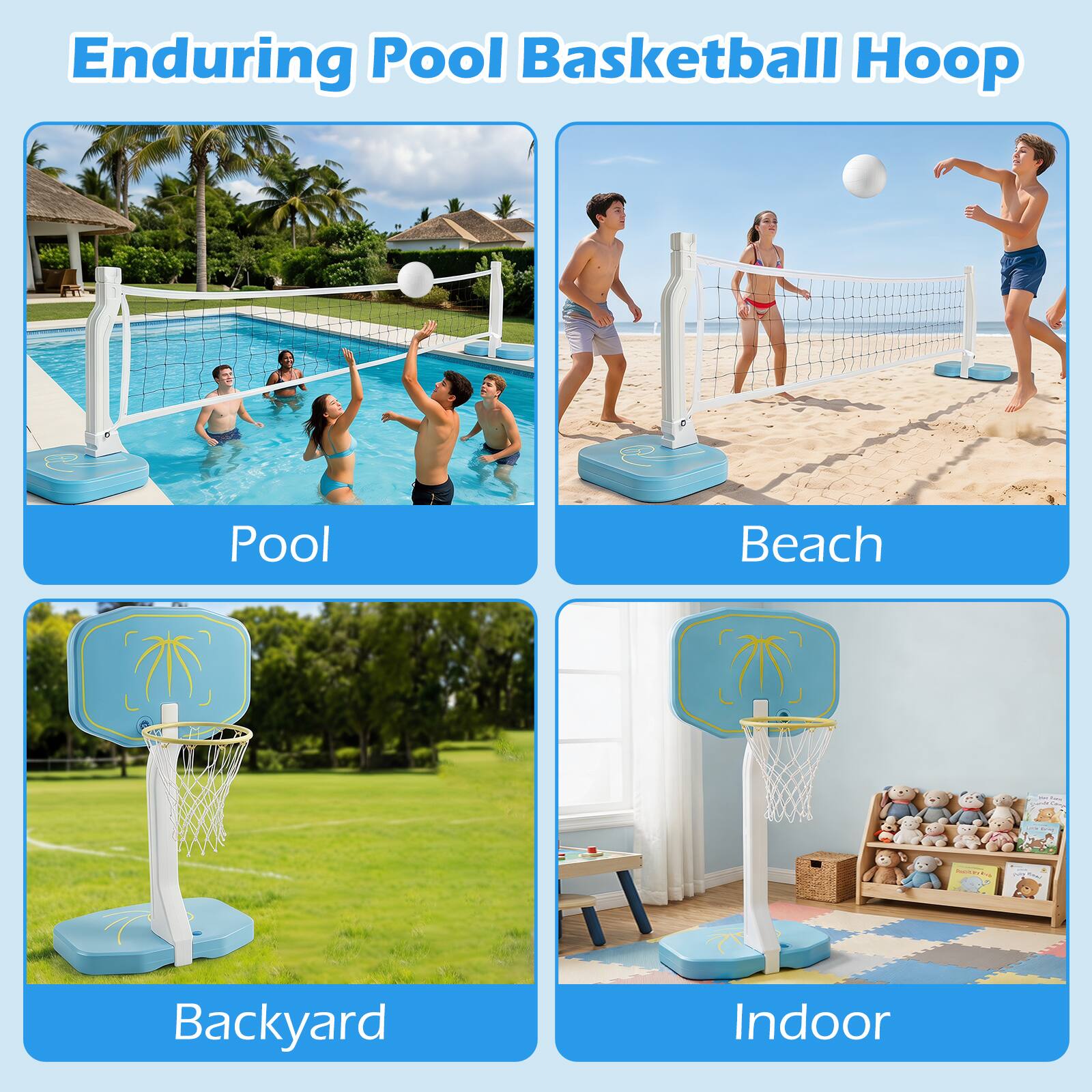 Enduring Pool Basketball Hoop

Pool
Beach
Backyard
Indoor