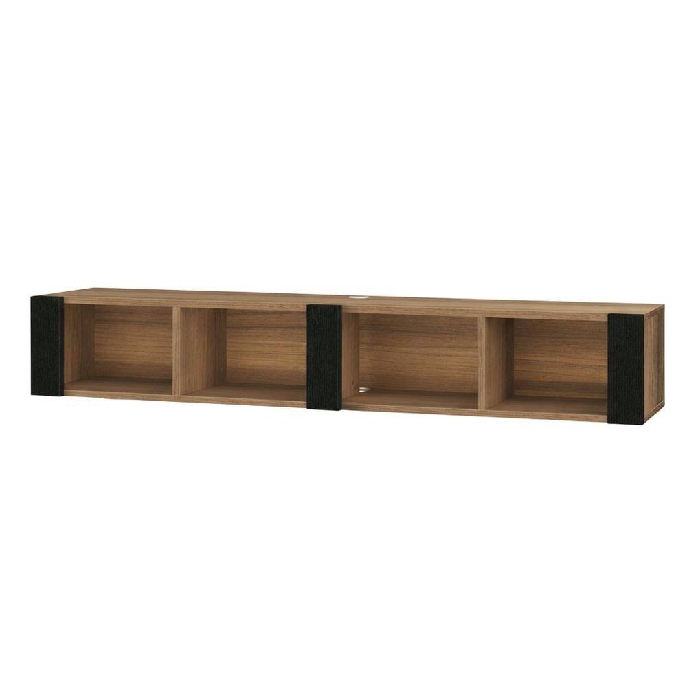 Alt View 3. FurniFact - Brown Wall-Mounted TV Stand for 75 Inch TVs with Engineered Wood Design - Brown.