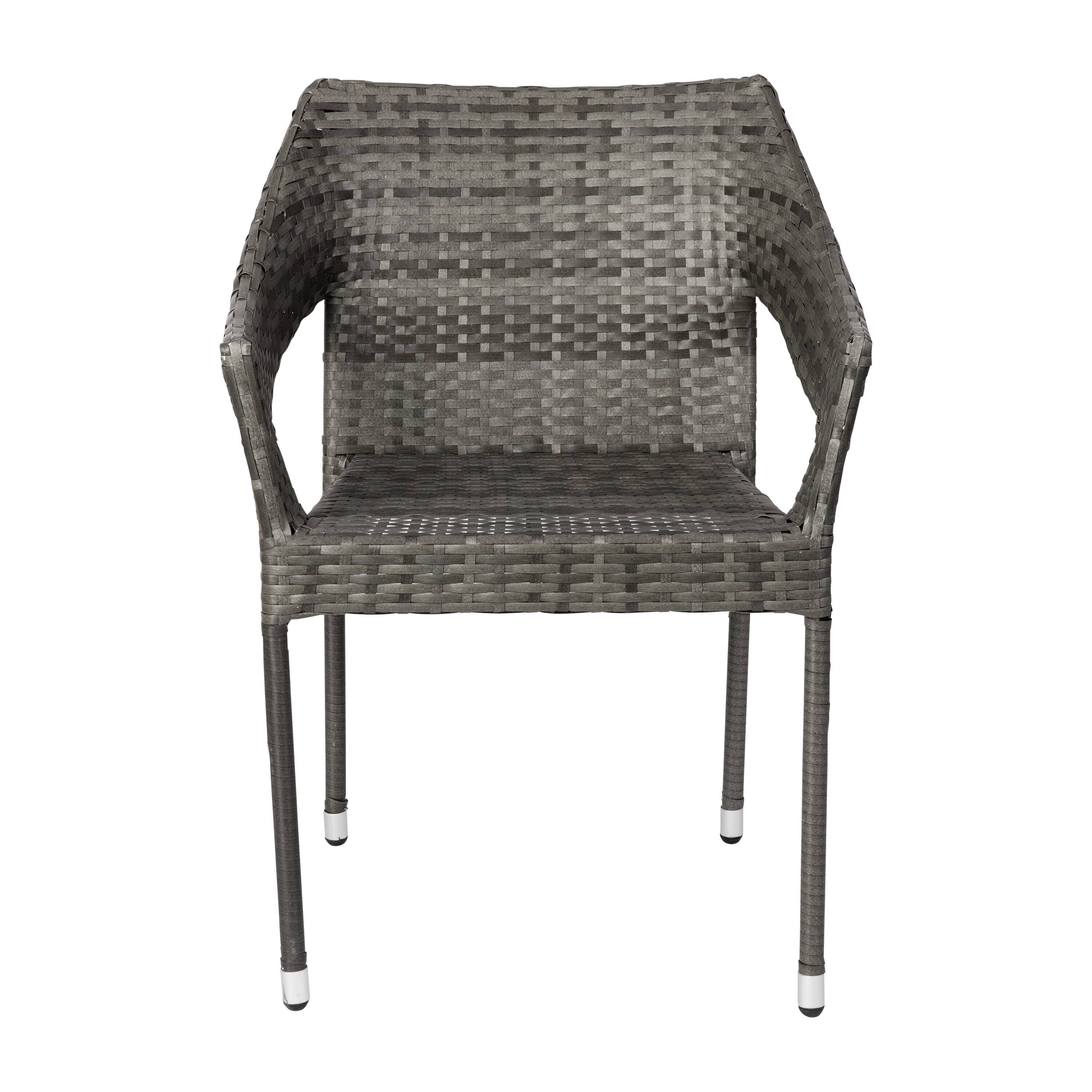 Alt View 9. Emma + Oliver - Embry All-Weather Indoor/Outdoor Stacking Patio Dining Chair with Steel Frame and Weather Resistant PE Rattan - Gray.