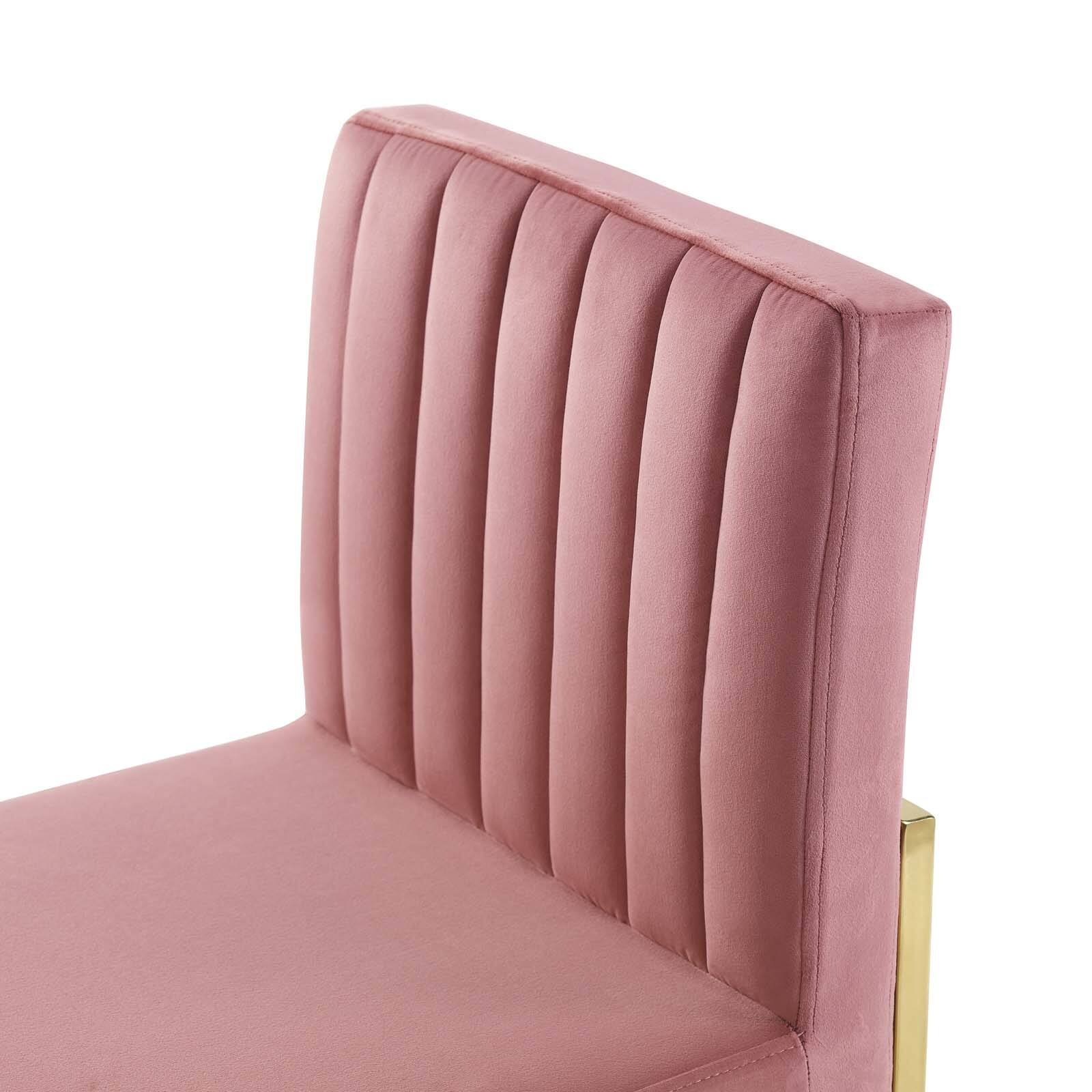 Alt View 2. Modway - Carriage Channel Tufted Sled Base Performance Velvet Dining Chair by Modway - Gold Dusty Rose.