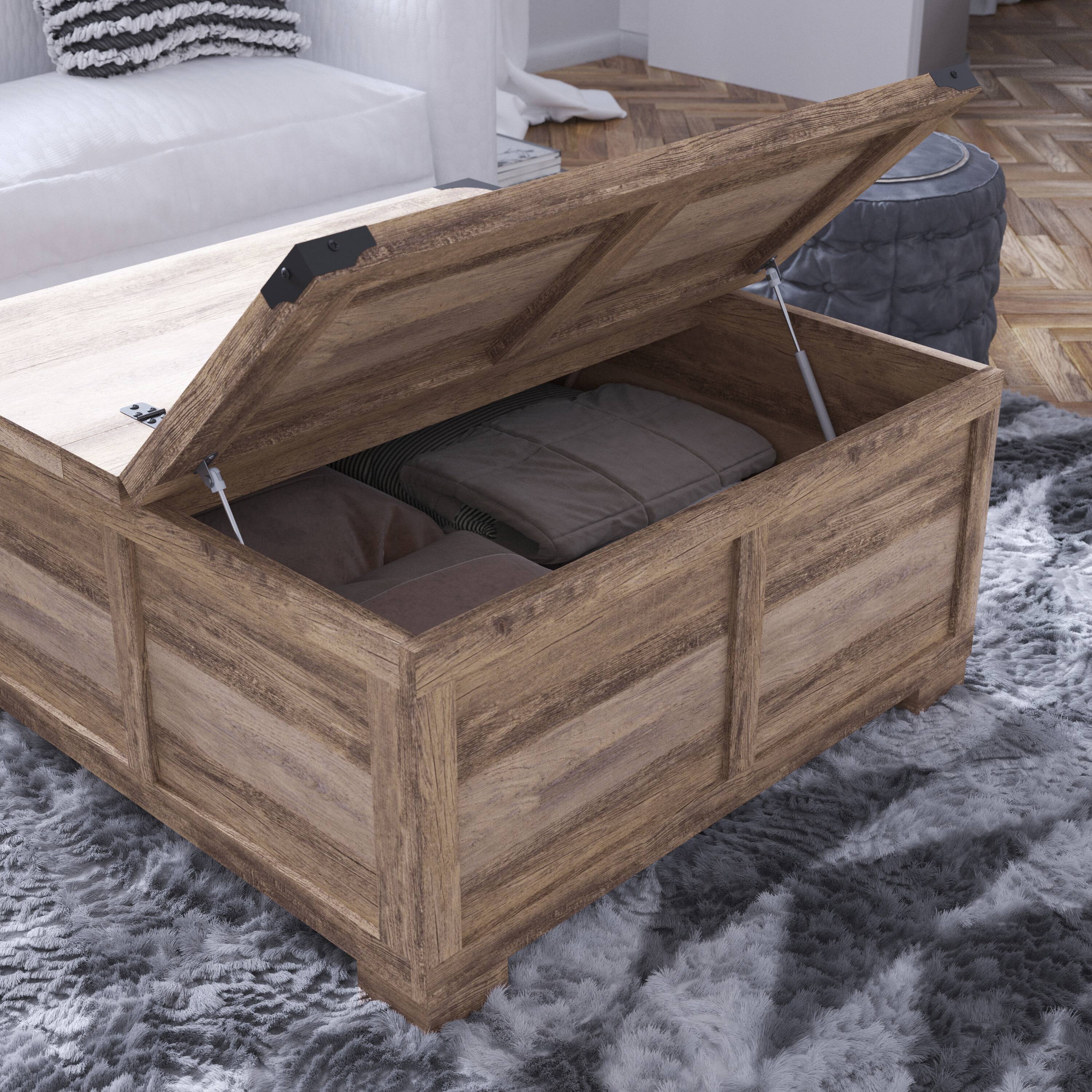 Alt View 2. Flash Furniture - Wyatt 35.75" Farmhouse Storage Coffee Table with Hinged Lift Top, Large Coffee Table with Hidden Storage, Gray Wash - Gray.