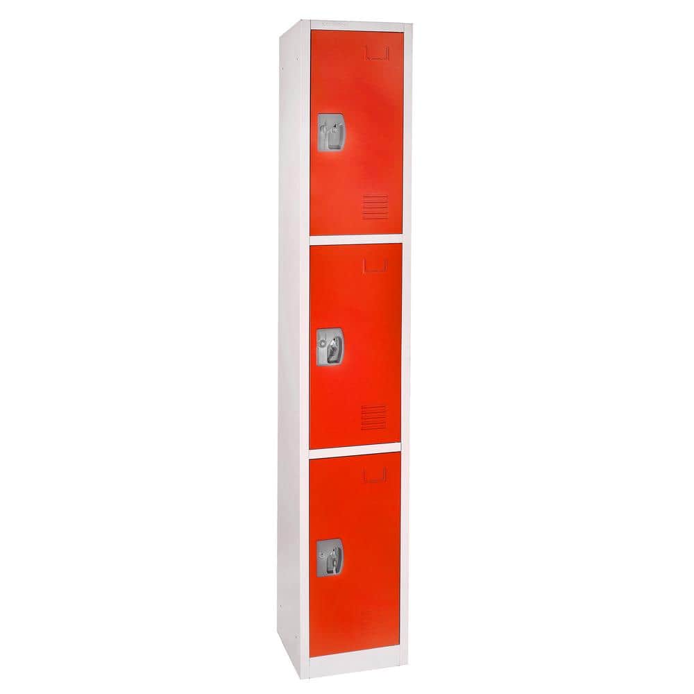 Photos - Dresser / Chests of Drawers Steel AdirOffice - Storage Locker 629-Series 72" H 3-Tier  Compartment Key Lock Locker with Key Lock - Red ADI629-203-RED-PKG 