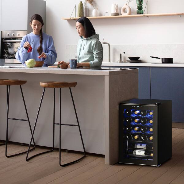 Alt View 10. Yeego - Wine Refrigerator Cooler, 20 Bottle Small Wine Fridge, Mini Freestanding Wine Cellars for Home, Office - Black.