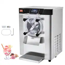 VEVOR - Commercial Ice Cream Machine,12 L/H Yield,1713W Single Flavor Countertop Hard Serve Ice Cream Maker,4.5L Stainless Steel - Silver