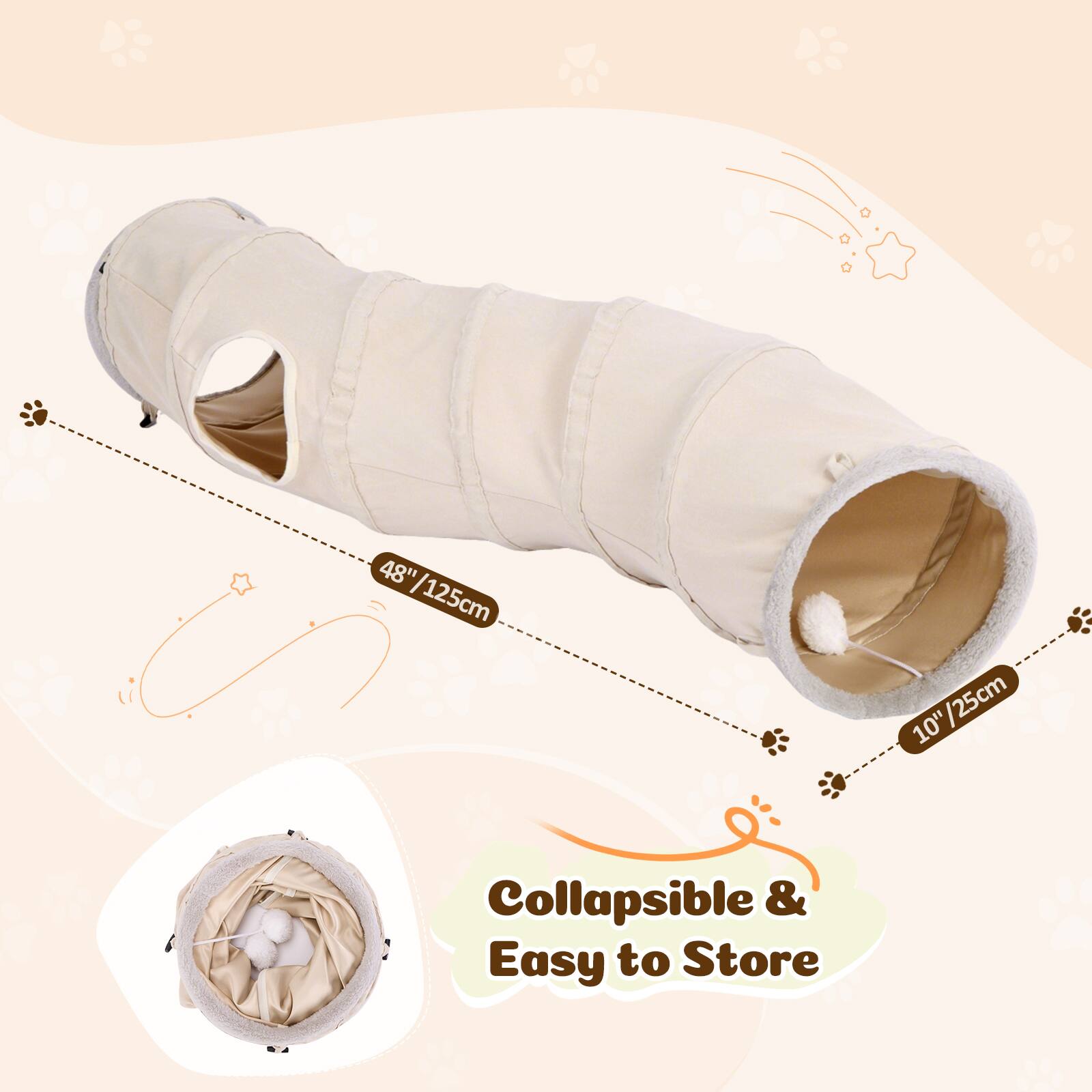 48" / 125cm  
10" / 25cm  
Collapsible & Easy to Store