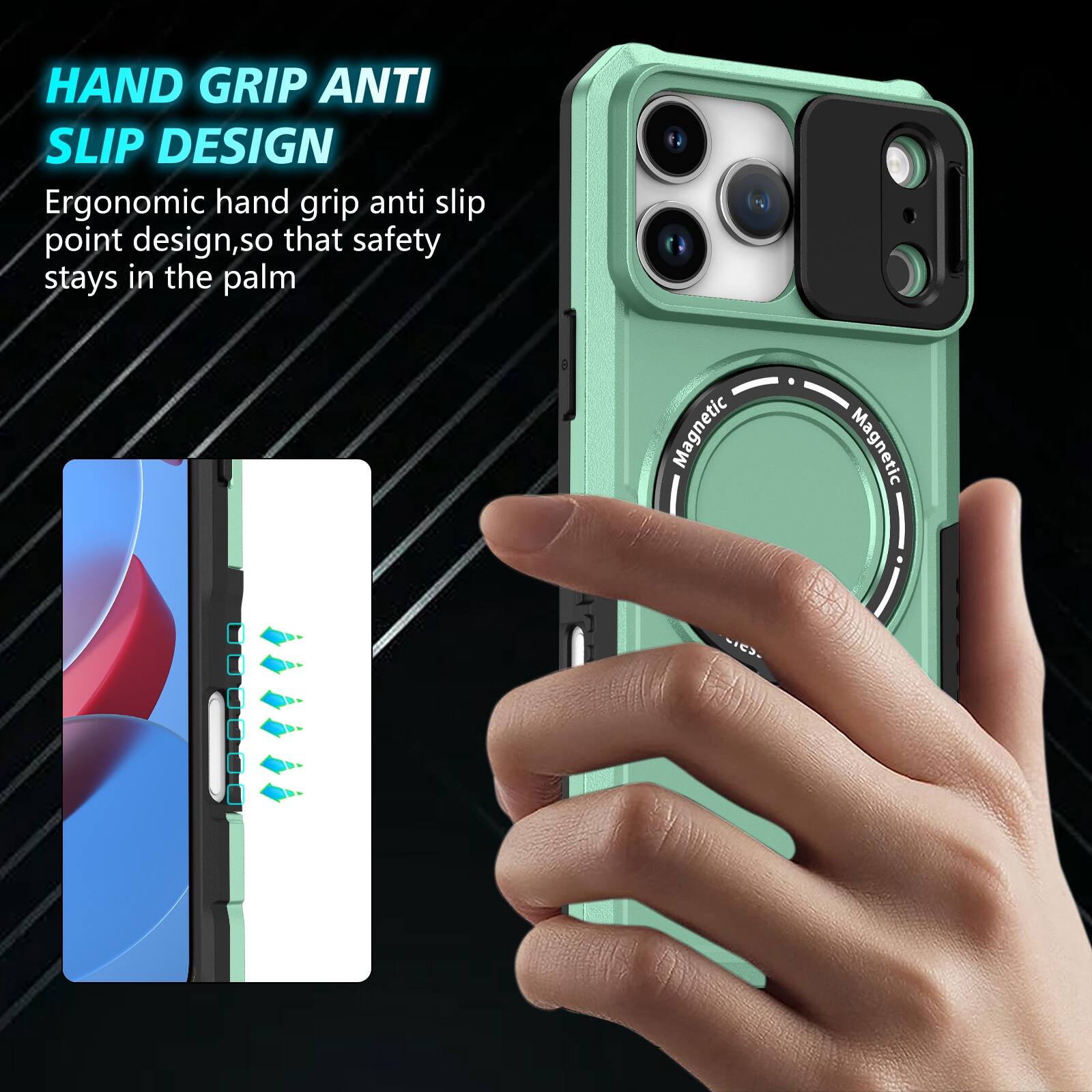 HAND GRIP ANTI SLIP DESIGN

Ergonomic hand grip anti slip point design, so that safety stays in the palm

DOGDAO Magnetic