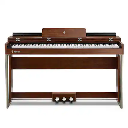 Front. Donner music - Donner DDP-200 Wooden Dynamic Hammer Action 88 Key Weighted Upright Digital Piano - Mahogany.