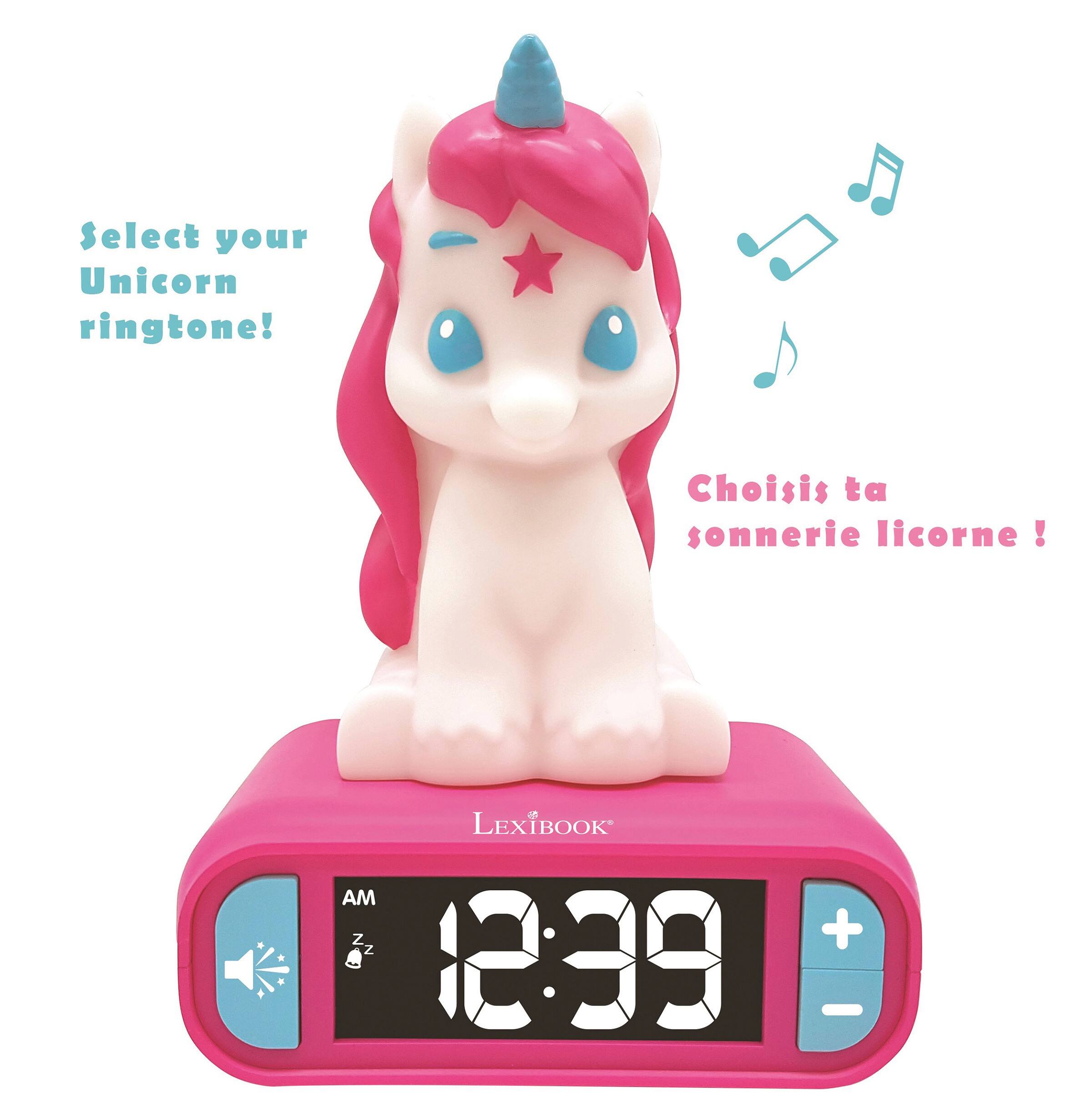 Select your Unicorn ringtone!  
Choisis ta sonnerie licorne !  

LEXIBOOK  
12:39 AM