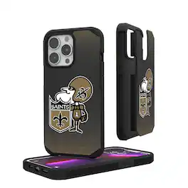 Keyscaper - NFL - New Orleans Saints Linen Logo iPhone Rugged Case - 15 - Black