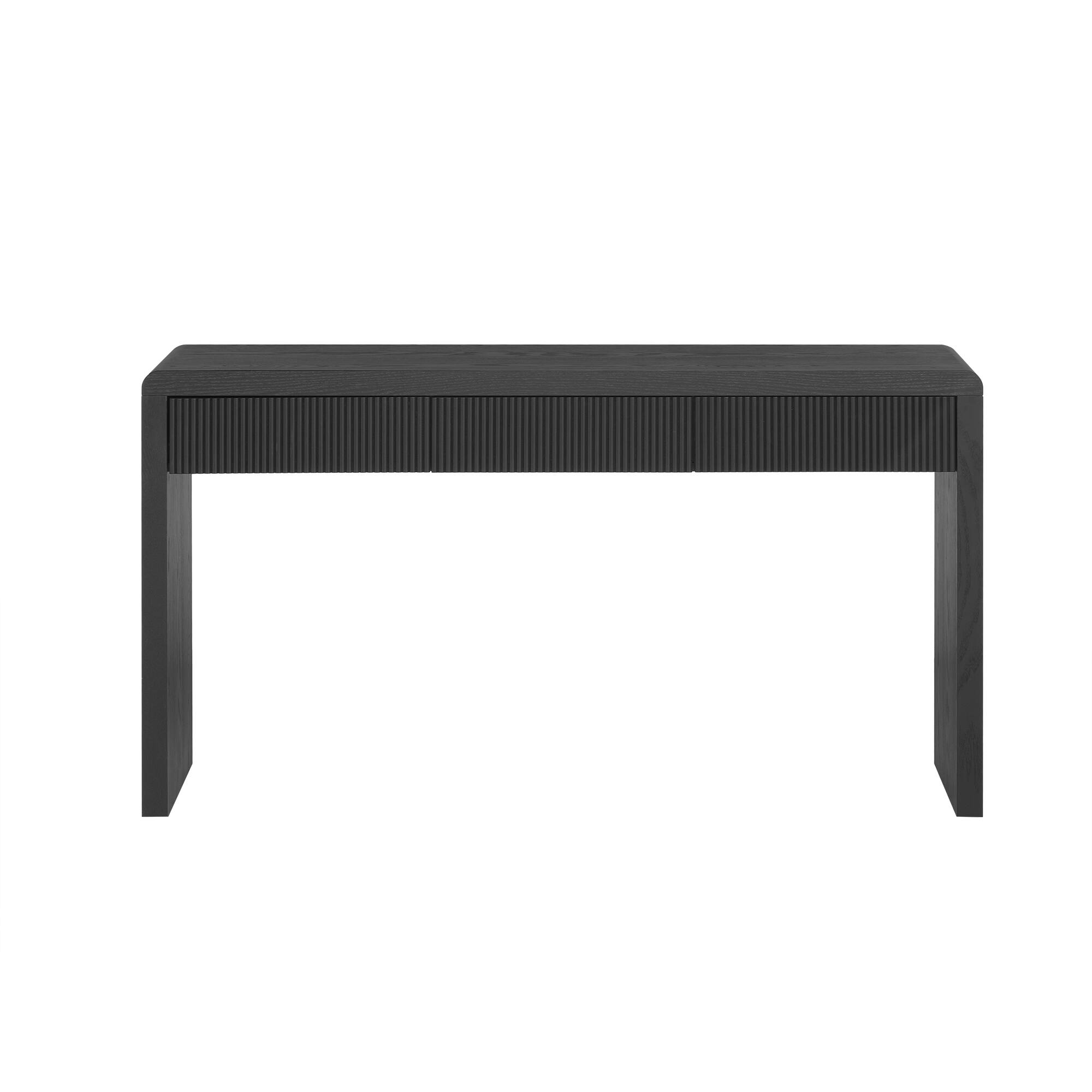 Alt View 4. Z-Edge - 53 Inch Console Table with Storage, Fluted Wood Entryway Table with 3 Drawers, Sofa Table Behind Couch for Living Room - Black.