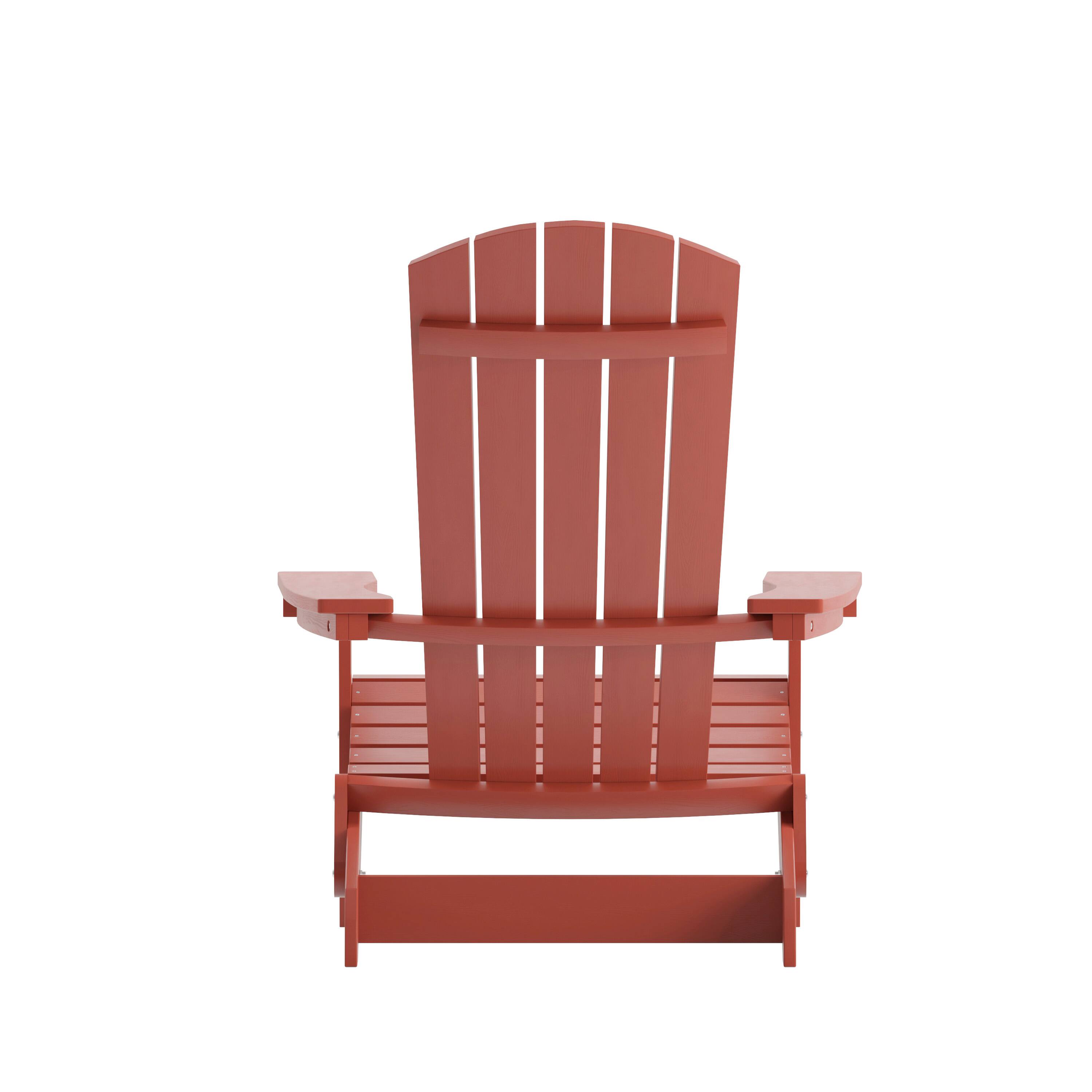 Alt View 7. Emma + Oliver - All-Weather Poly Resin Folding Adirondack Chair - Patio Chair - Red.