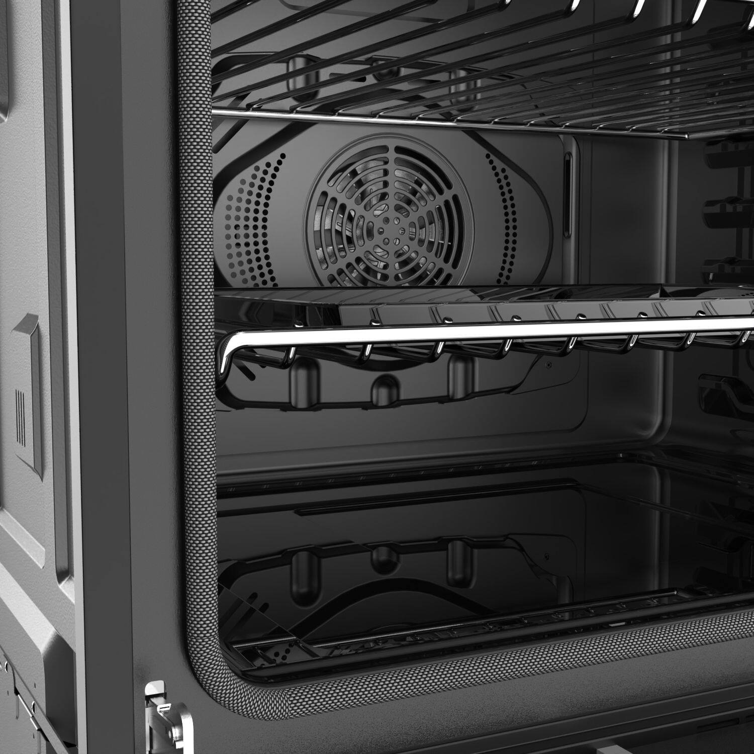 Left. Empava - 30-inch Electric Double Wall Oven with Air Fry, Convection Bake, Self-Cleaning, Sabbath Mode, Temperature Probe - Stainless Steel.