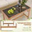 A Tempered Glass Tabletop with Reinforced Crossbar and Easy to Clean feature.