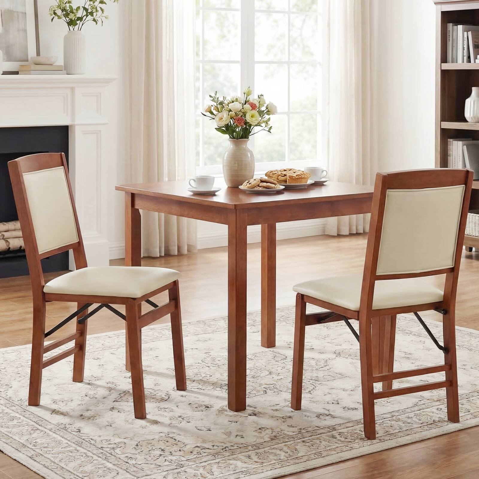 Alt View 3. Costway - Costway 2 Pack Folding Dining Chairs Foldable Chairs with PVC Padded Seat & High Backrest - Walnut.