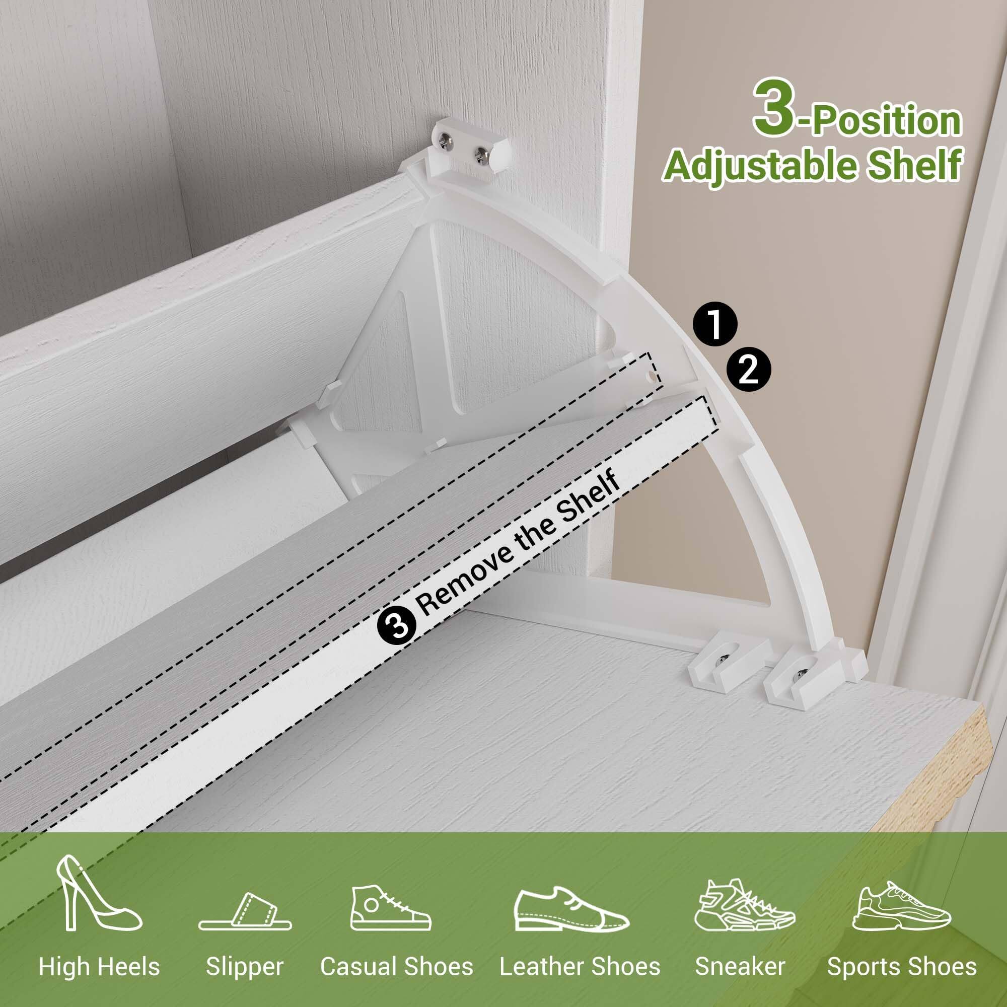 3-Position Adjustable Shelf

1. 
2. 
3. Remove the Shelf

High Heels Slipper Casual Shoes Leather Shoes Sneaker Sports Shoes