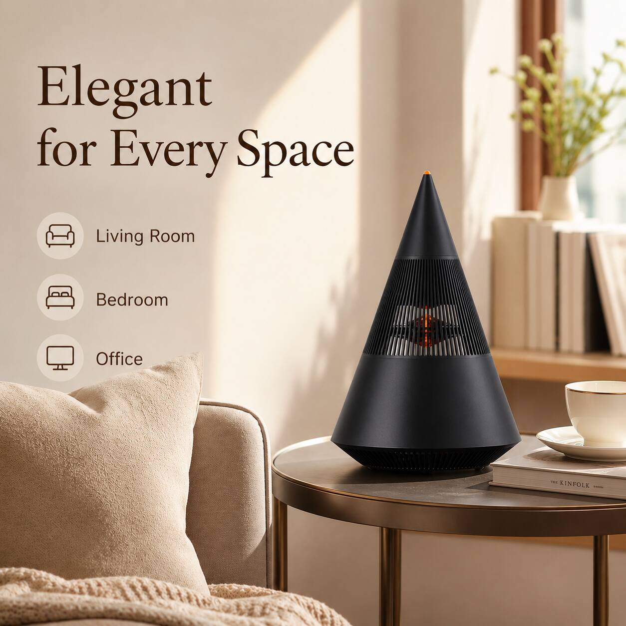 Elegant for Every Space  
Living Room  
Bedroom  
Office  
KINFOLK
