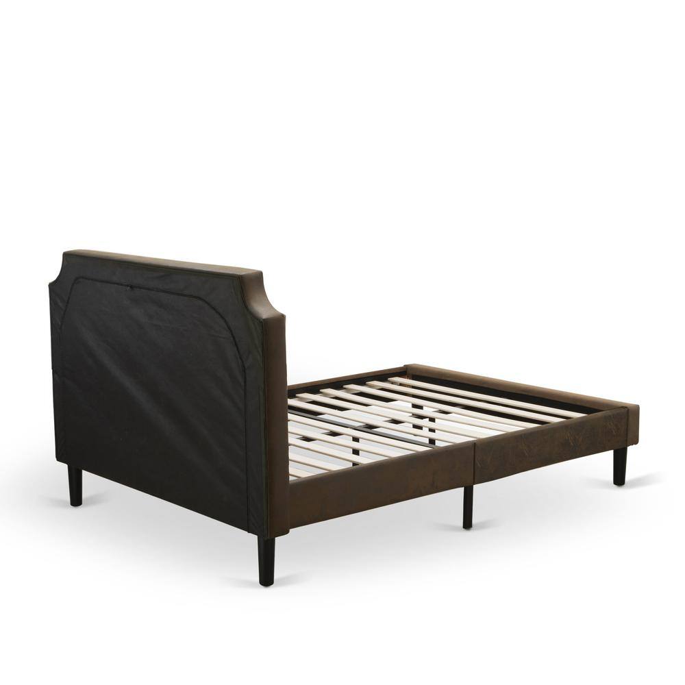 Alt View 3. East West Furniture - GB25Q-1VL07 2-Piece Granbury Bed Set with Queen Bed and Distressed Jacobean Night Stand - Dark Brown Faux Leather and - Black Textured.