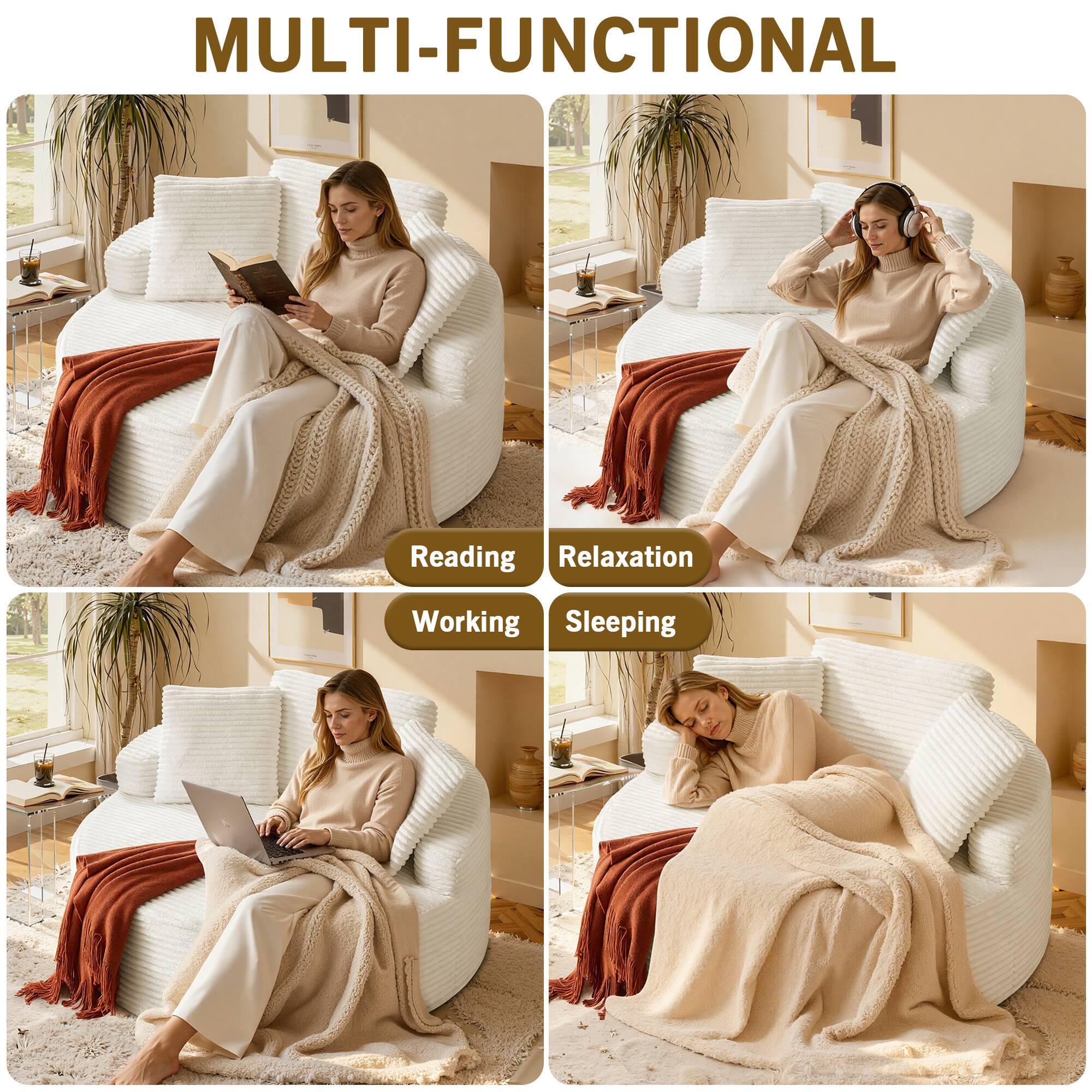 MULTI-FUNCTIONAL

Reading  
Relaxation  
Working  
Sleeping