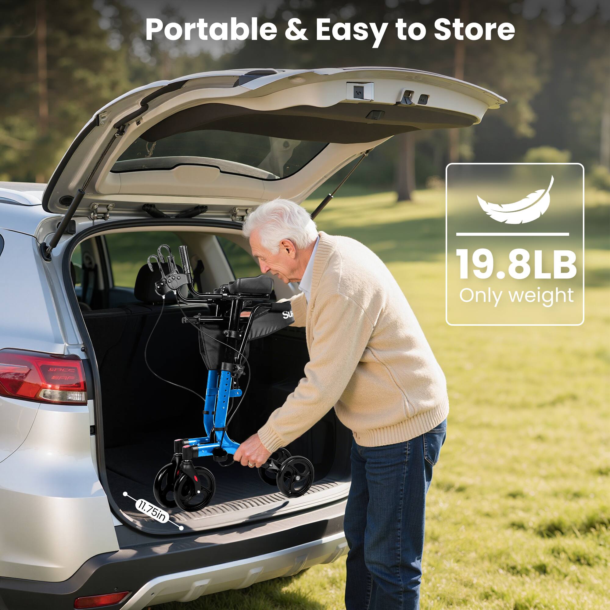 Portable & Easy to Store  
19.8LB Only weight  
11.75in