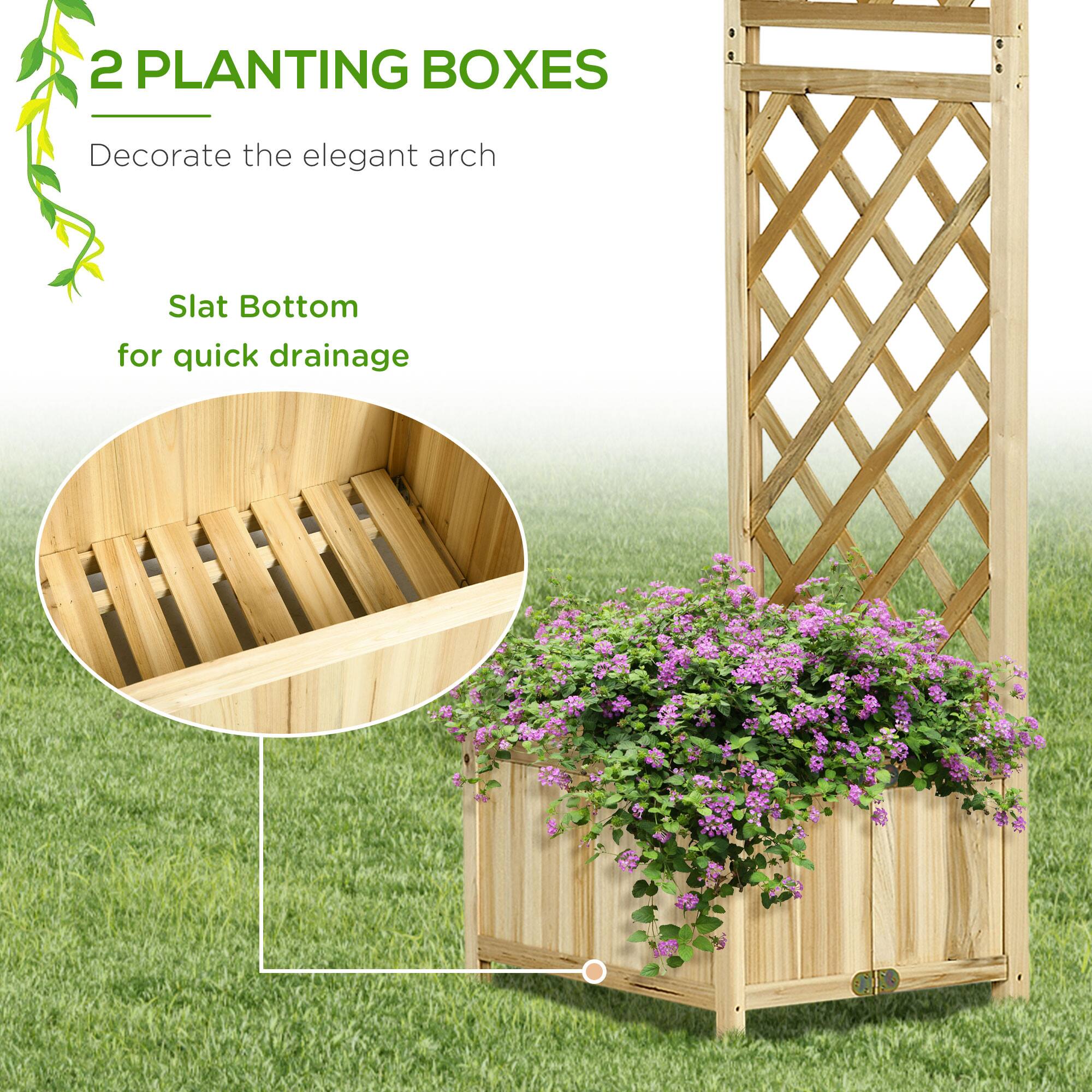 2 PLANTING BOXES  
Decorate the elegant arch  

Slat Bottom  
for quick drainage