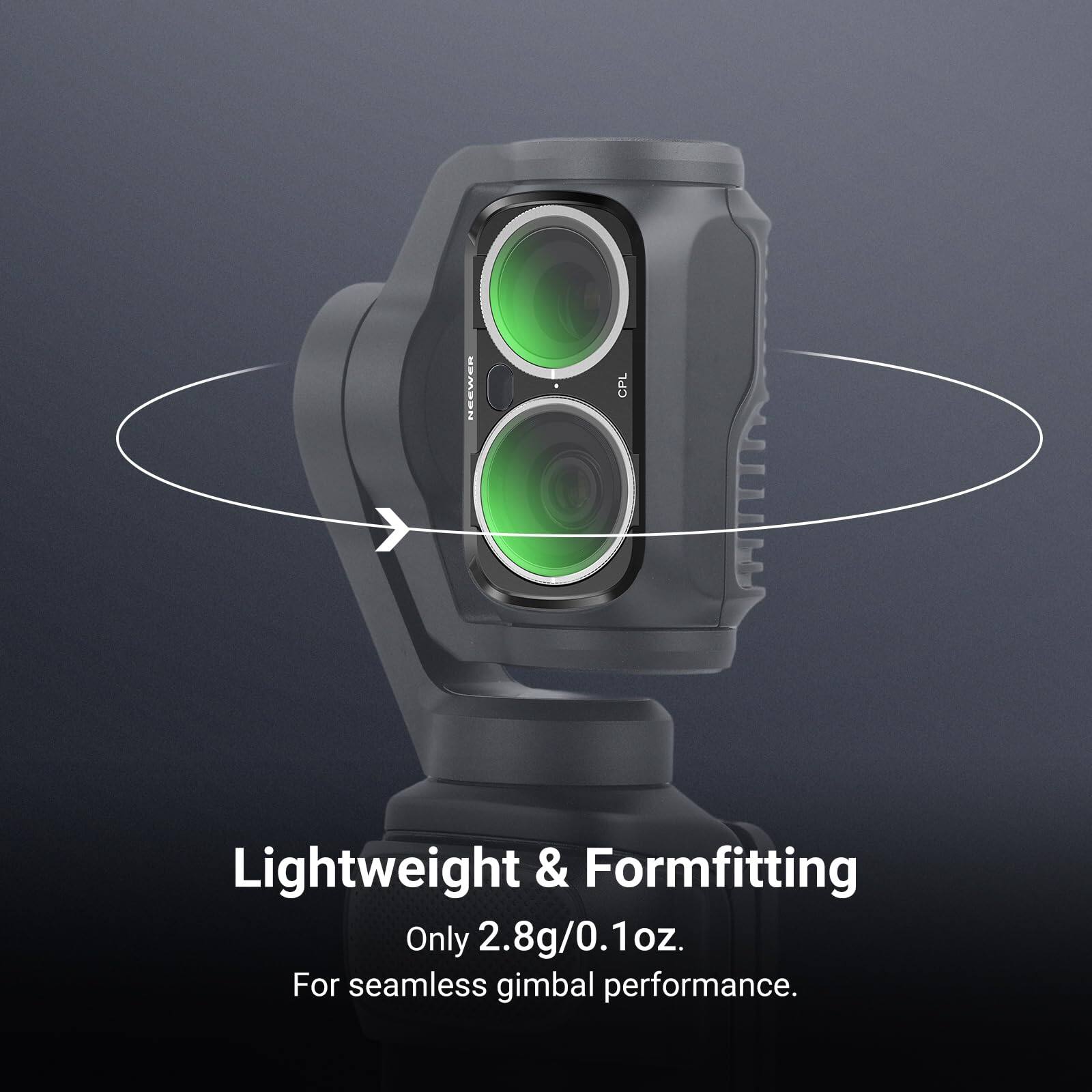 NEEWER  
CPL  
Lightweight & Formfitting  
Only 2.8g/0.1oz.  
For seamless gimbal performance.