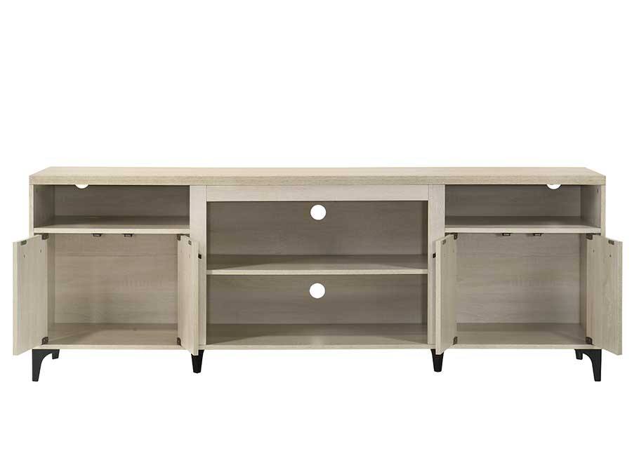 Left. APRILSOUL - 70 Inch W Oak Finish 4-Door TV Stand - Oak.