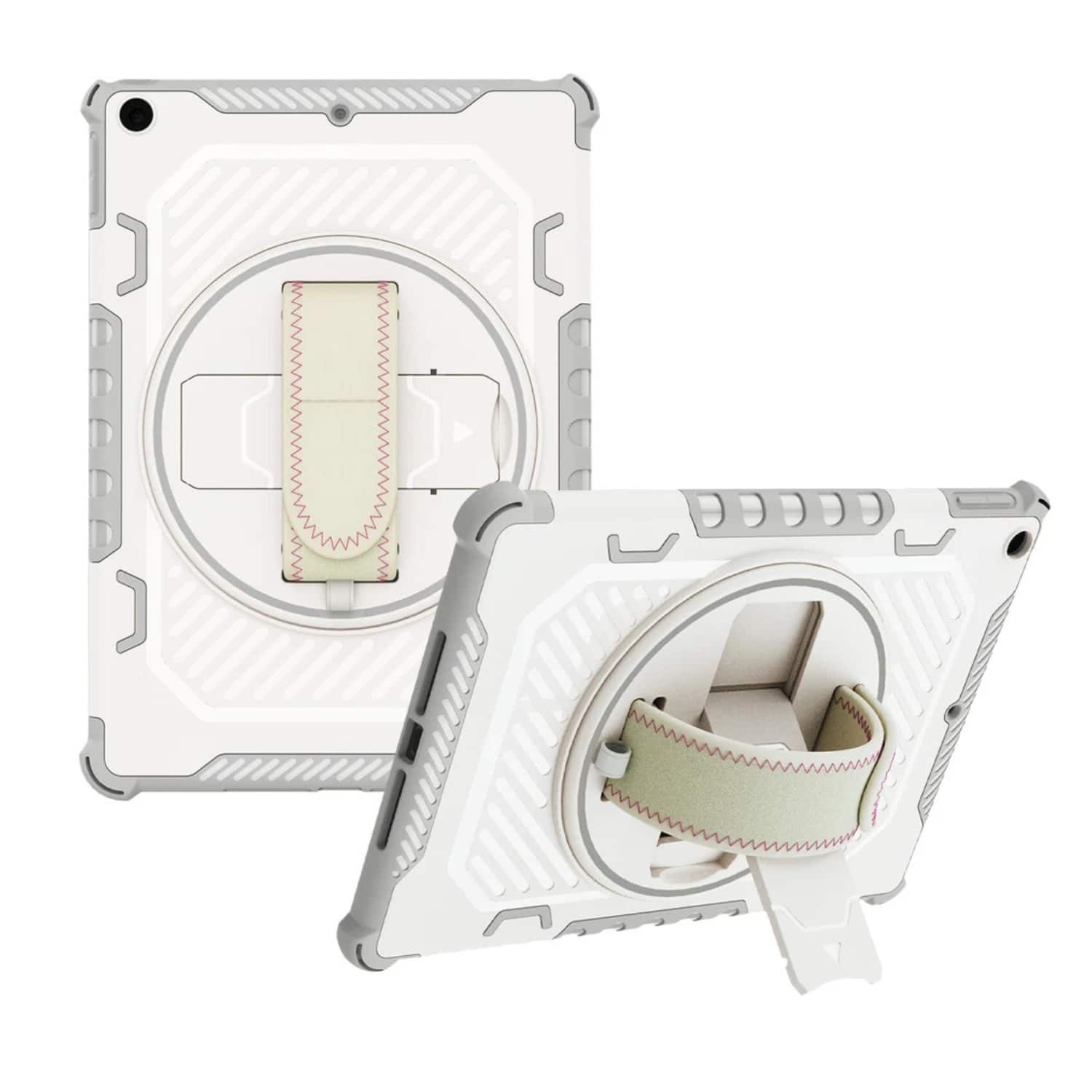 Stock Preferred - Rugged Case with 360° Rotatable Hand Strap & Stand for iPad 9th/8th/7th Gen.10.2" - Grey - Gray