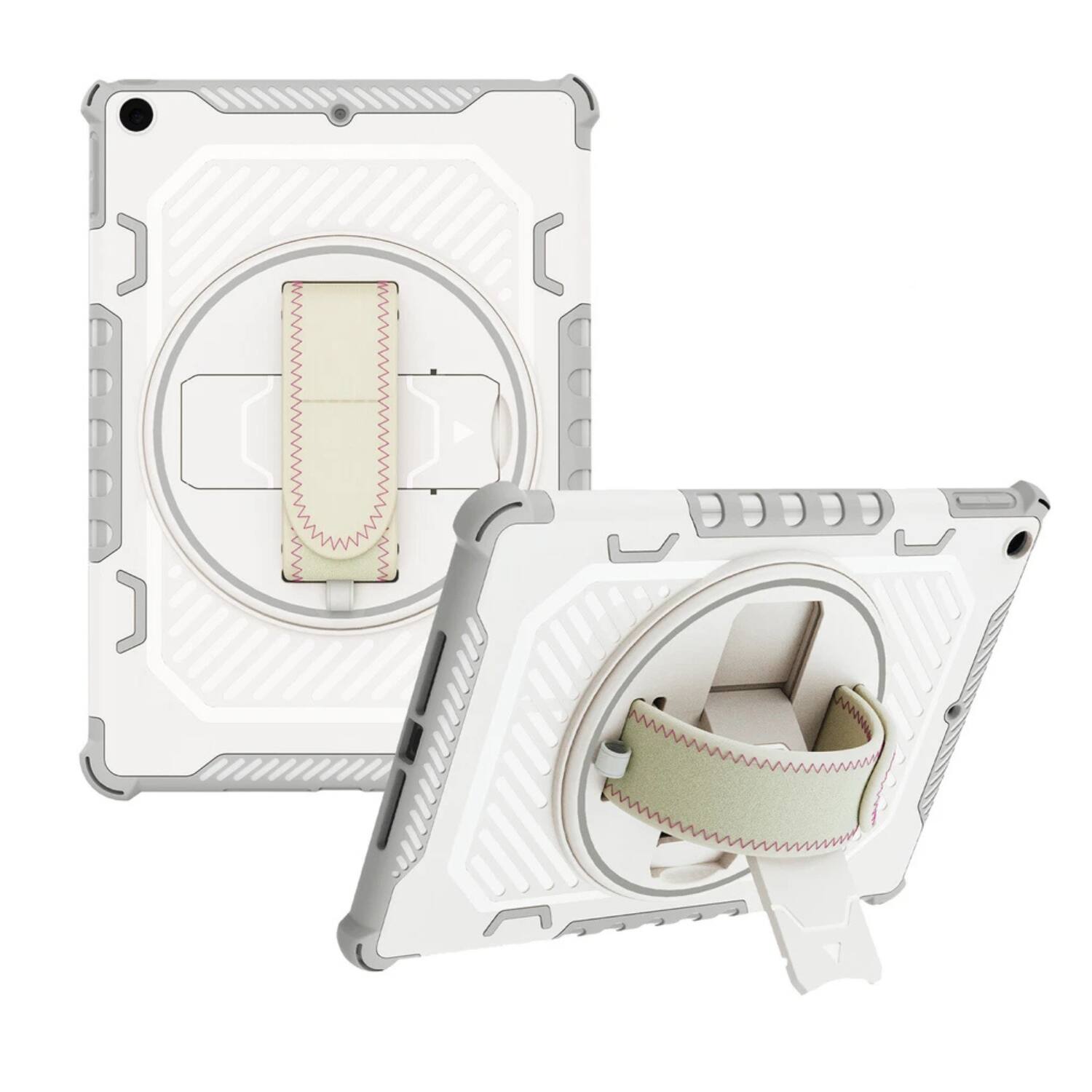 Front. Stock Preferred - Rugged Case with 360° Rotatable Hand Strap & Stand for iPad 9th/8th/7th Gen.10.2" - Grey - Grey.