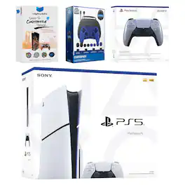 PlayStation 5 Slim Disc Bundle with Extra Controller, Accessory Kit and MightySkins Code - PlayStation 5