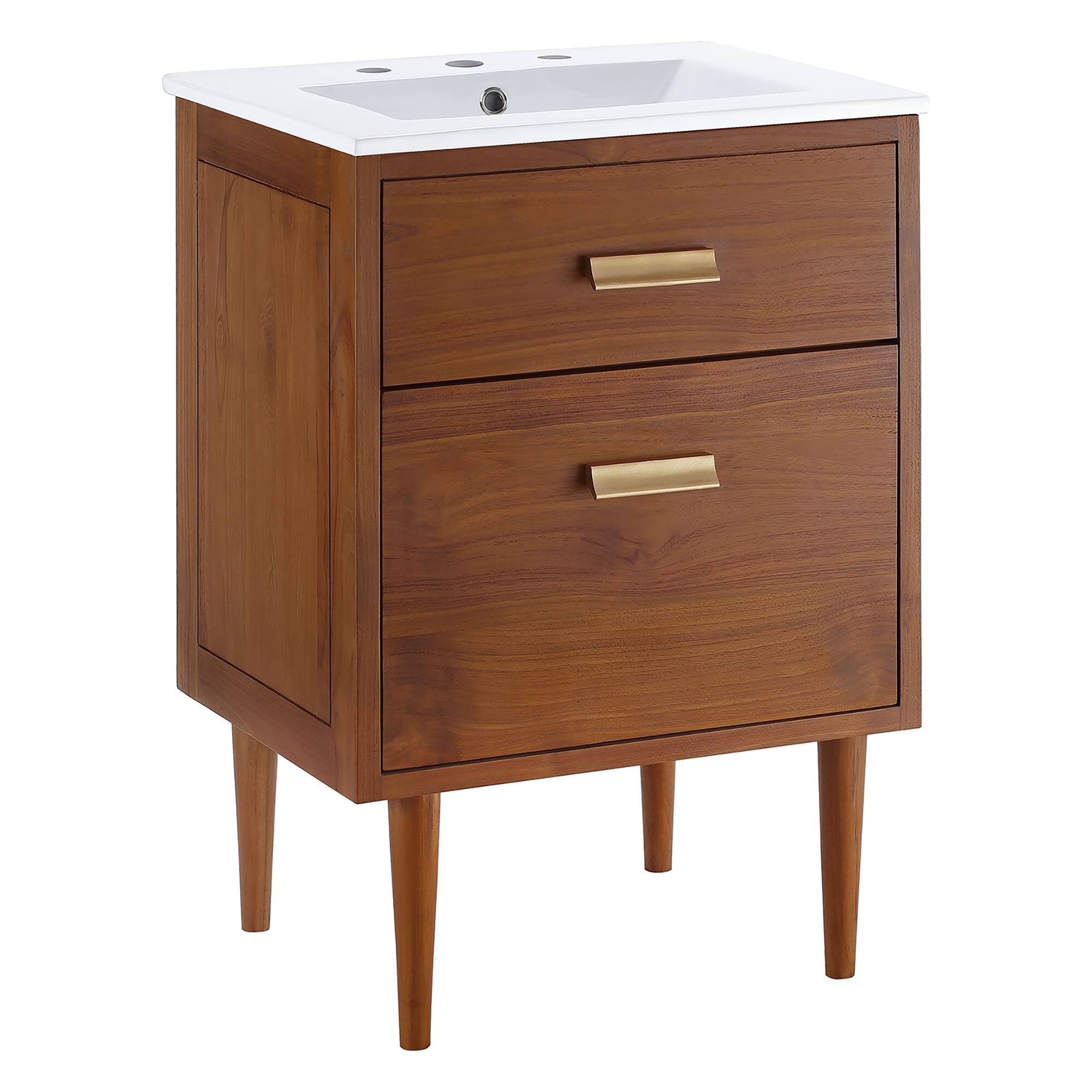 Angle. Modway - Cassia Bathroom Vanity Basin Included - Natural White.