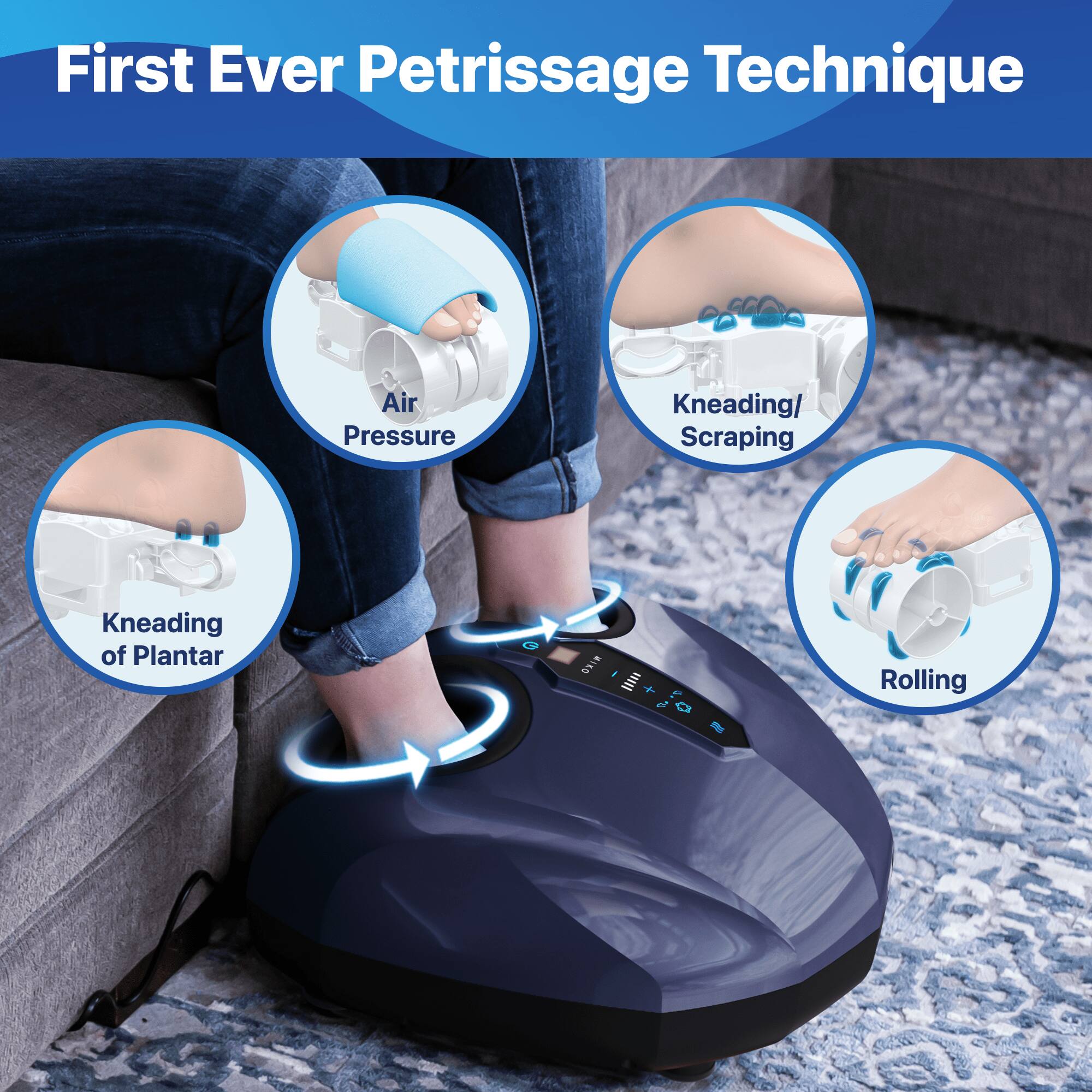 First Ever Petrissage Technique

Air Pressure
Kneading/ Scraping
Kneading of Plantar
Rolling