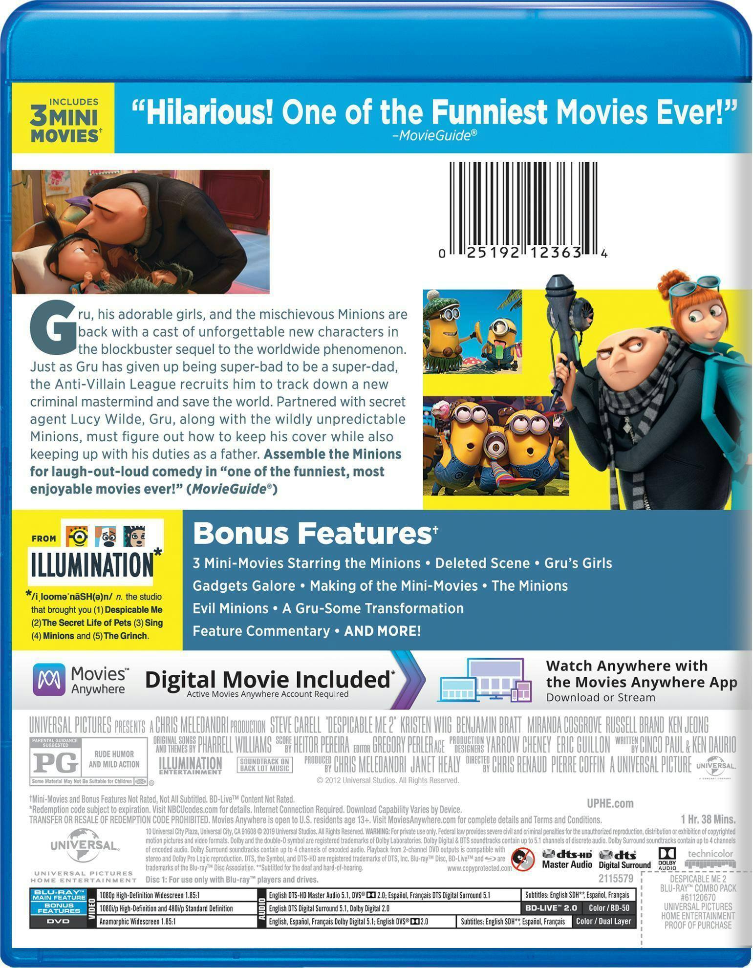 Back. Despicable Me 2 (DVD + Digital) [Blu-ray].